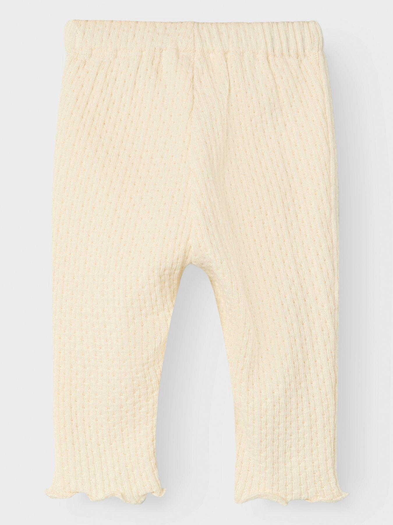  image of lil-atelier-baby-girls-textured-slim-trousers-turtledove