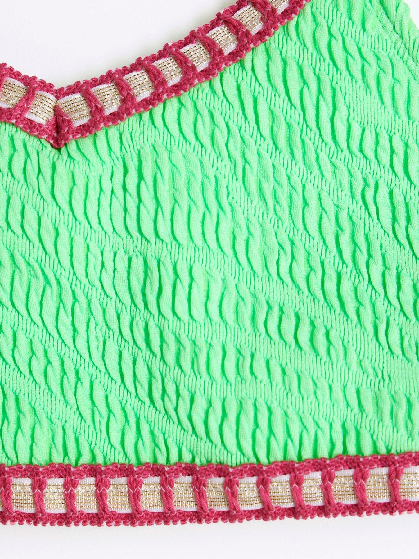  image of river-island-girls-blanket-stitch-bikini-set-green