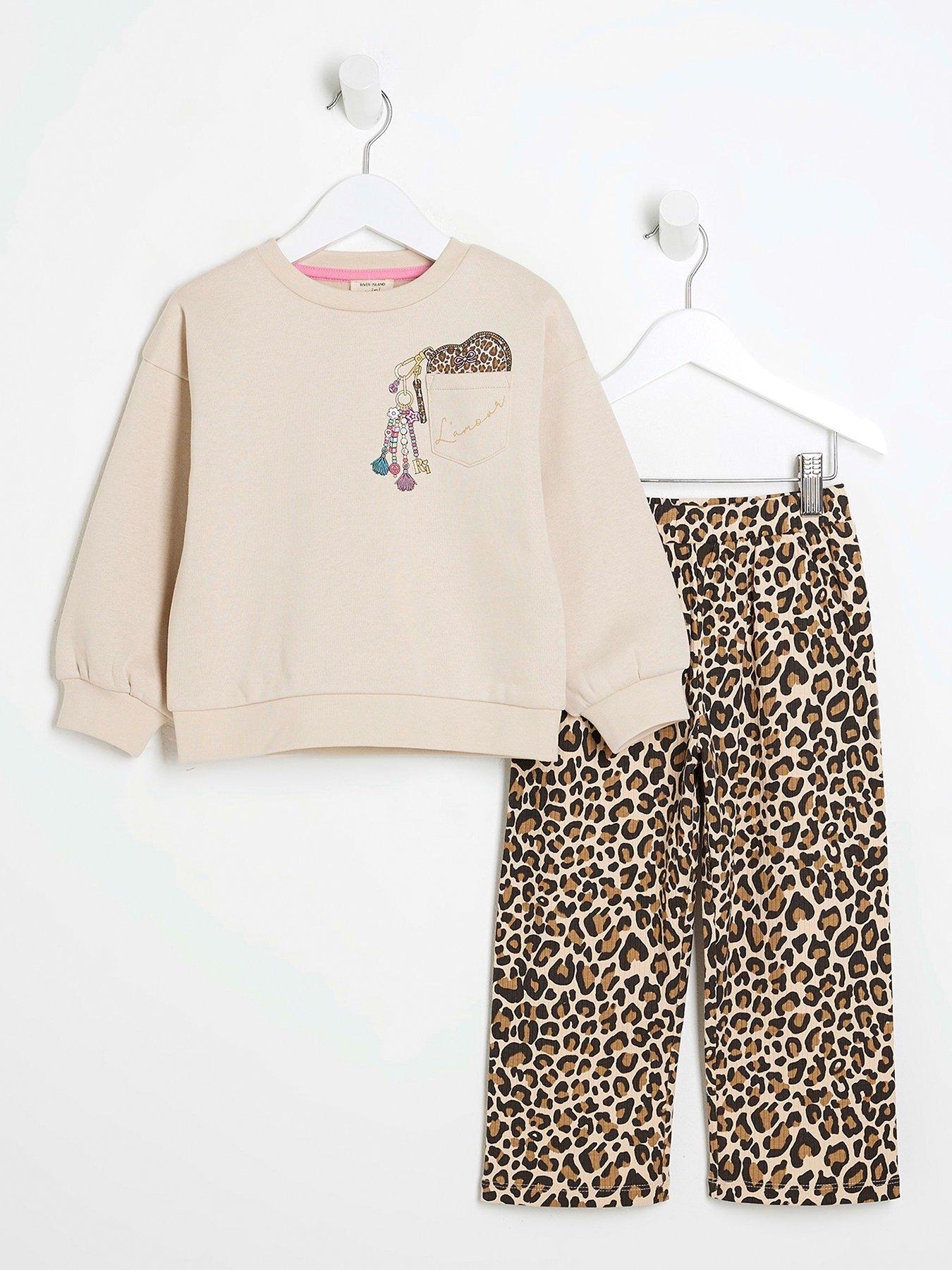 river-island-mini-mini-girls-pocket-leopard-sweat-set-beige