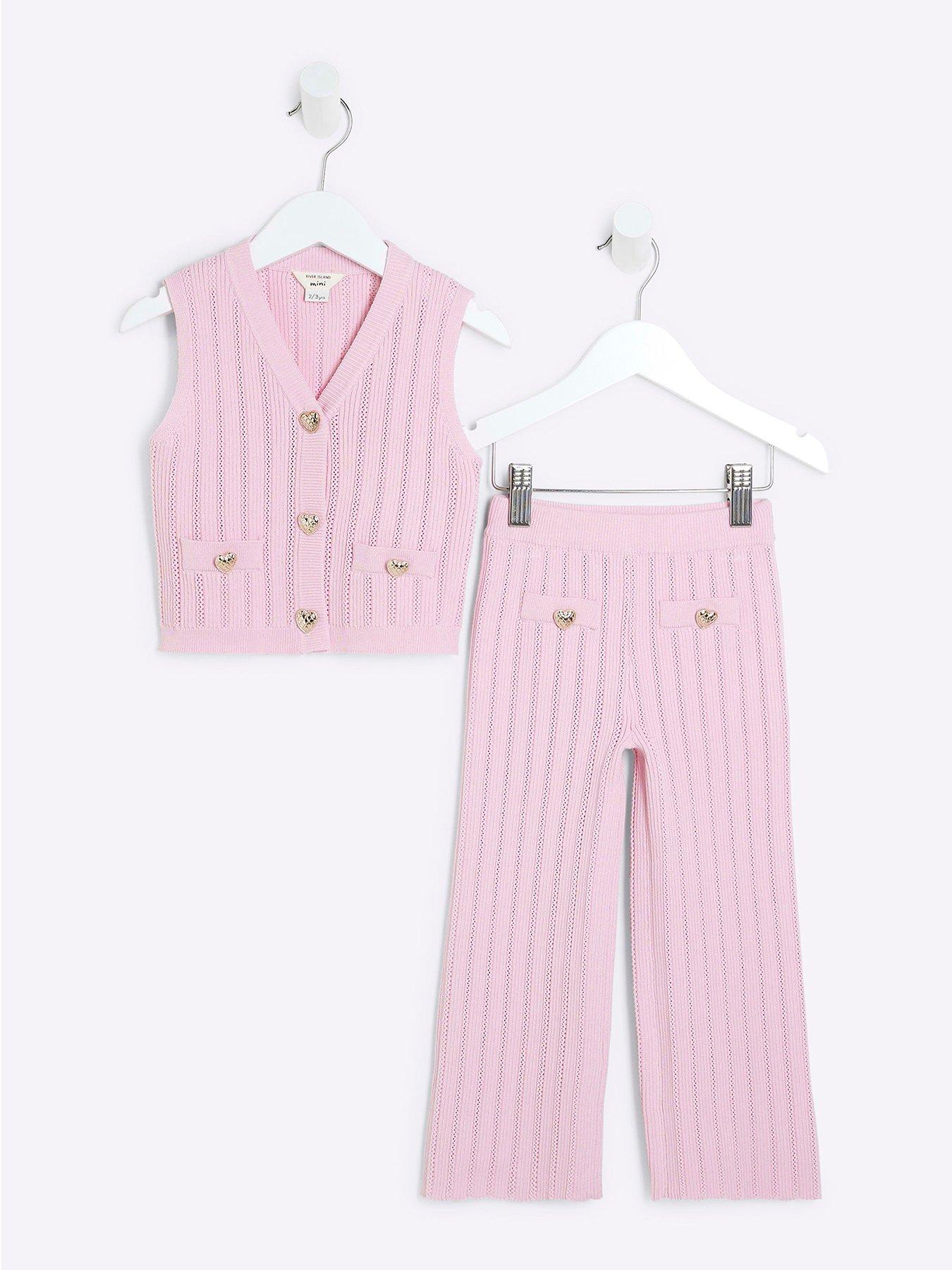  image of river-island-mini-mini-girls-sleeveless-waistcoat-set-light-pink
