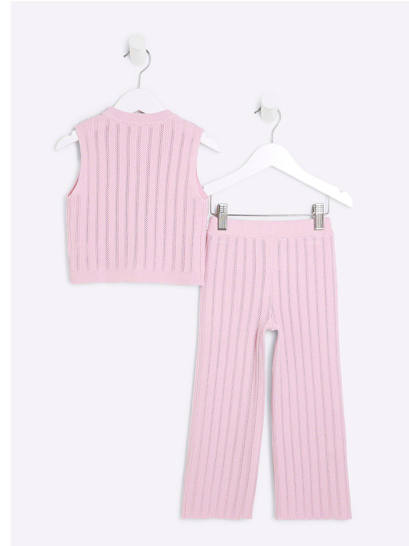  image of river-island-mini-mini-girls-sleeveless-waistcoat-set-light-pink