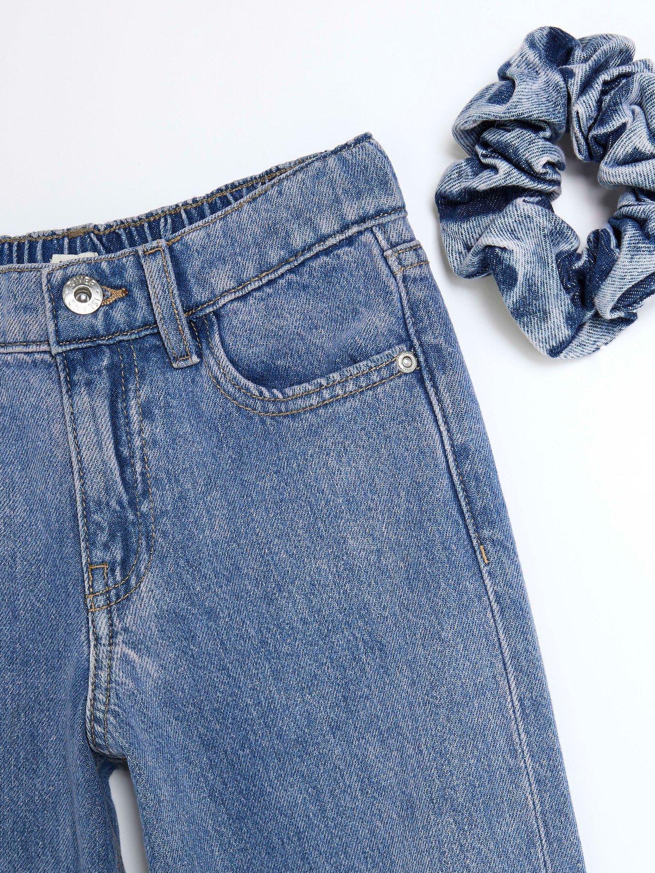  image of river-island-girls-scrunchie-amp-wide-leg-jeans-set-lilac-tint