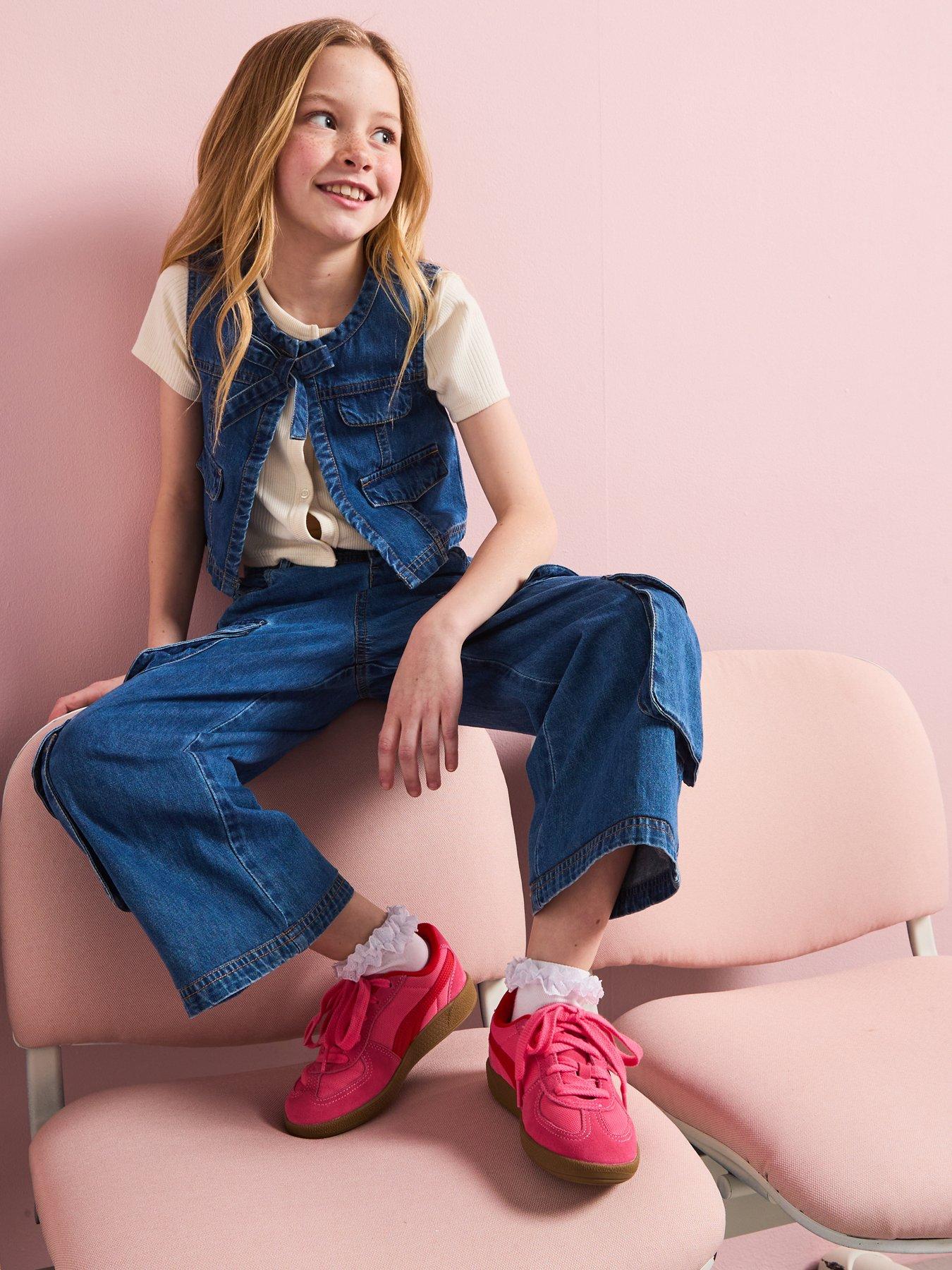 river-island-girls-gilet-and-cargo-jeans-set-denim-blue