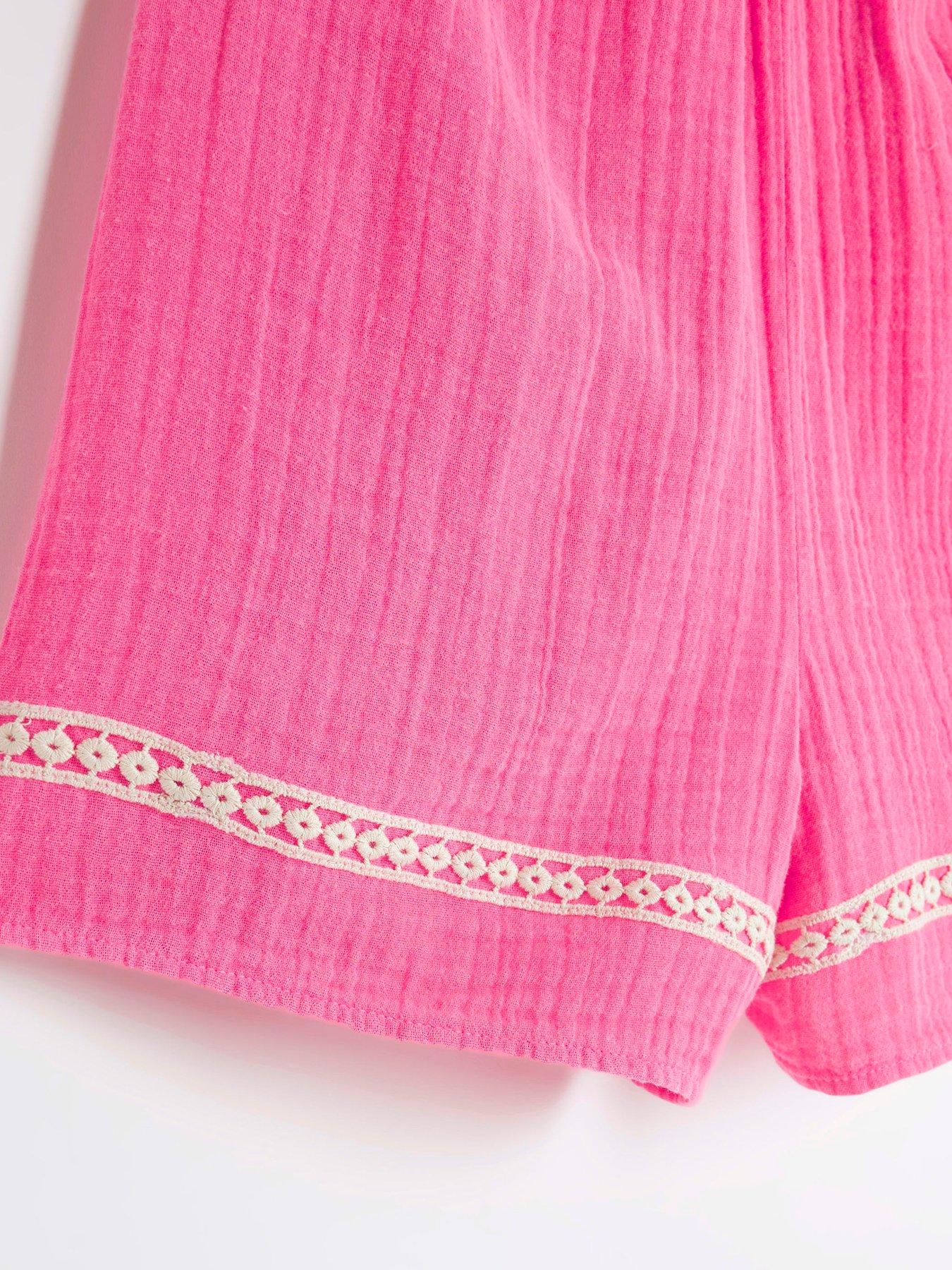  image of river-island-girls-crochet-trim-beach-playsuit-bright-pink