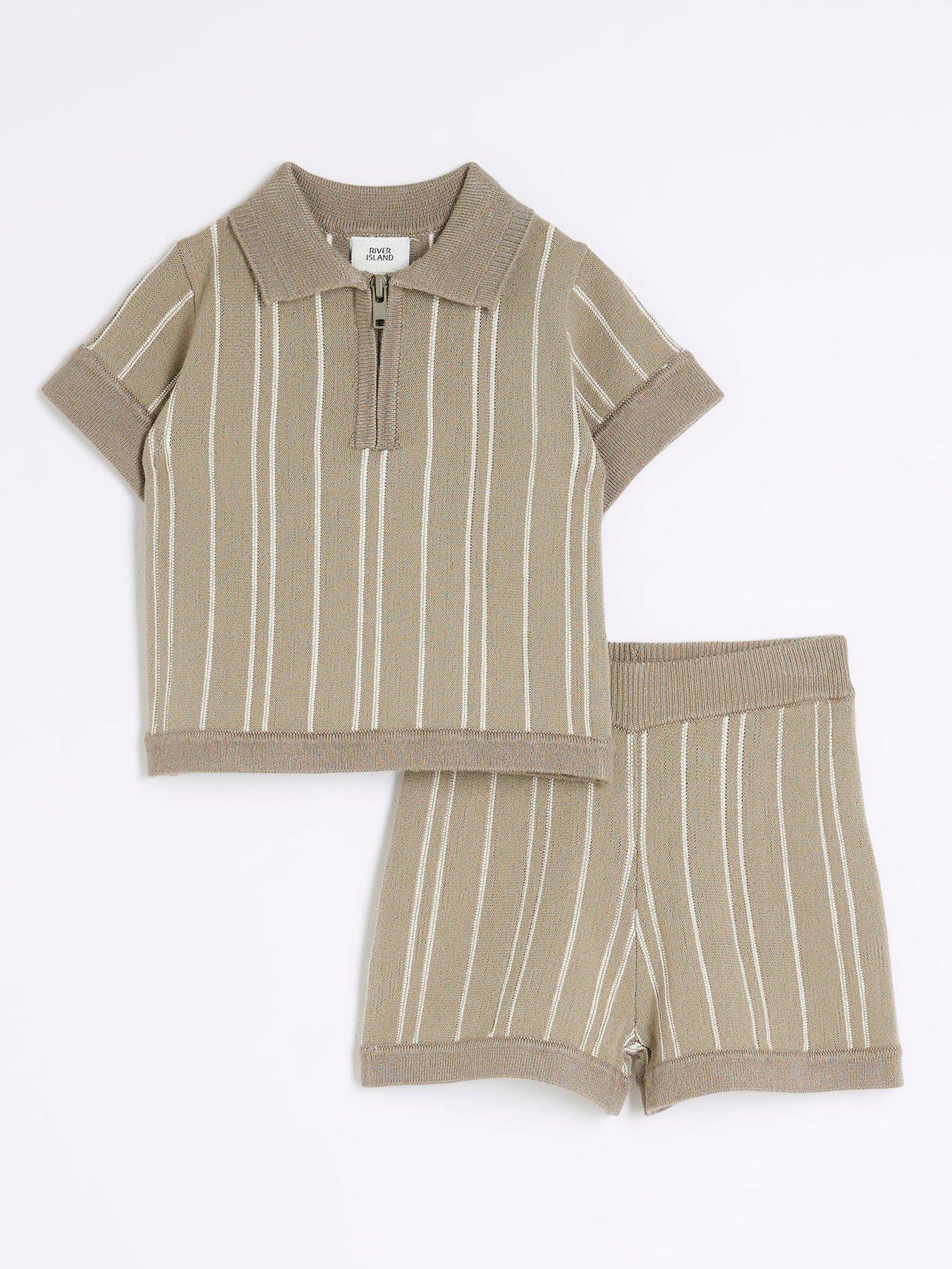 river-island-baby-baby-boys-knitted-stripe-polo-shirt-set-stone