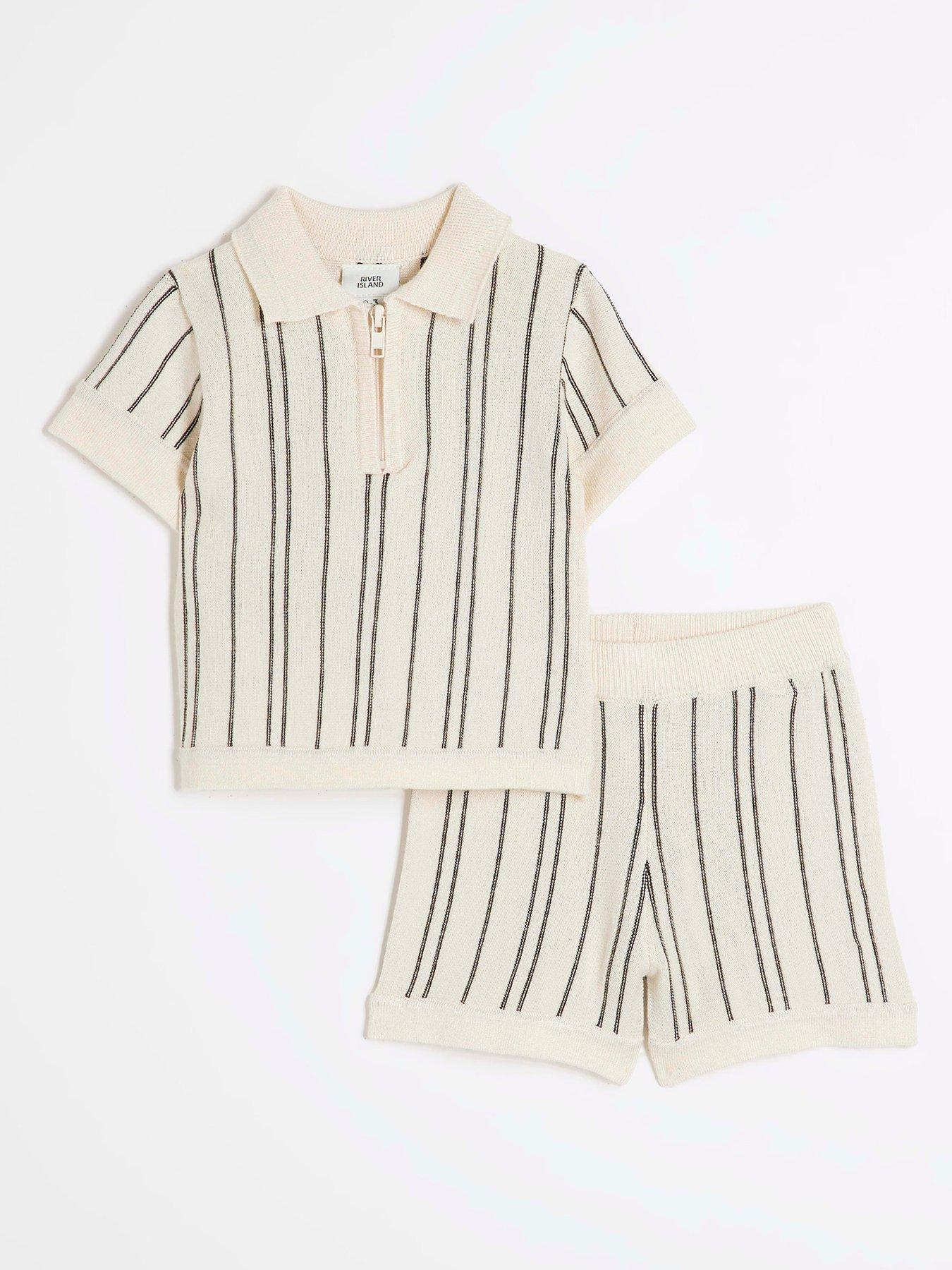 river-island-baby-baby-boys-knitted-stripe-polo-shirt-set-grey