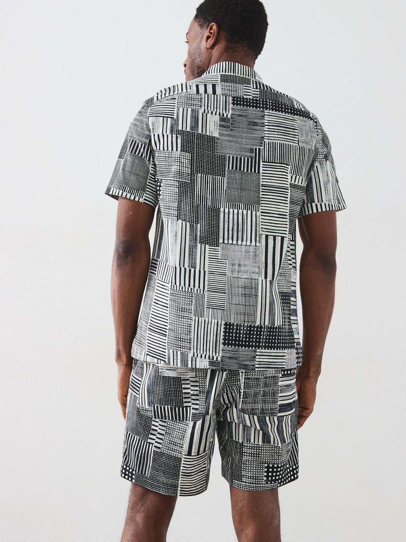 stillFront image of farah-chiltern-archive-short-sleeve-printed-casual-fit-shirt-black