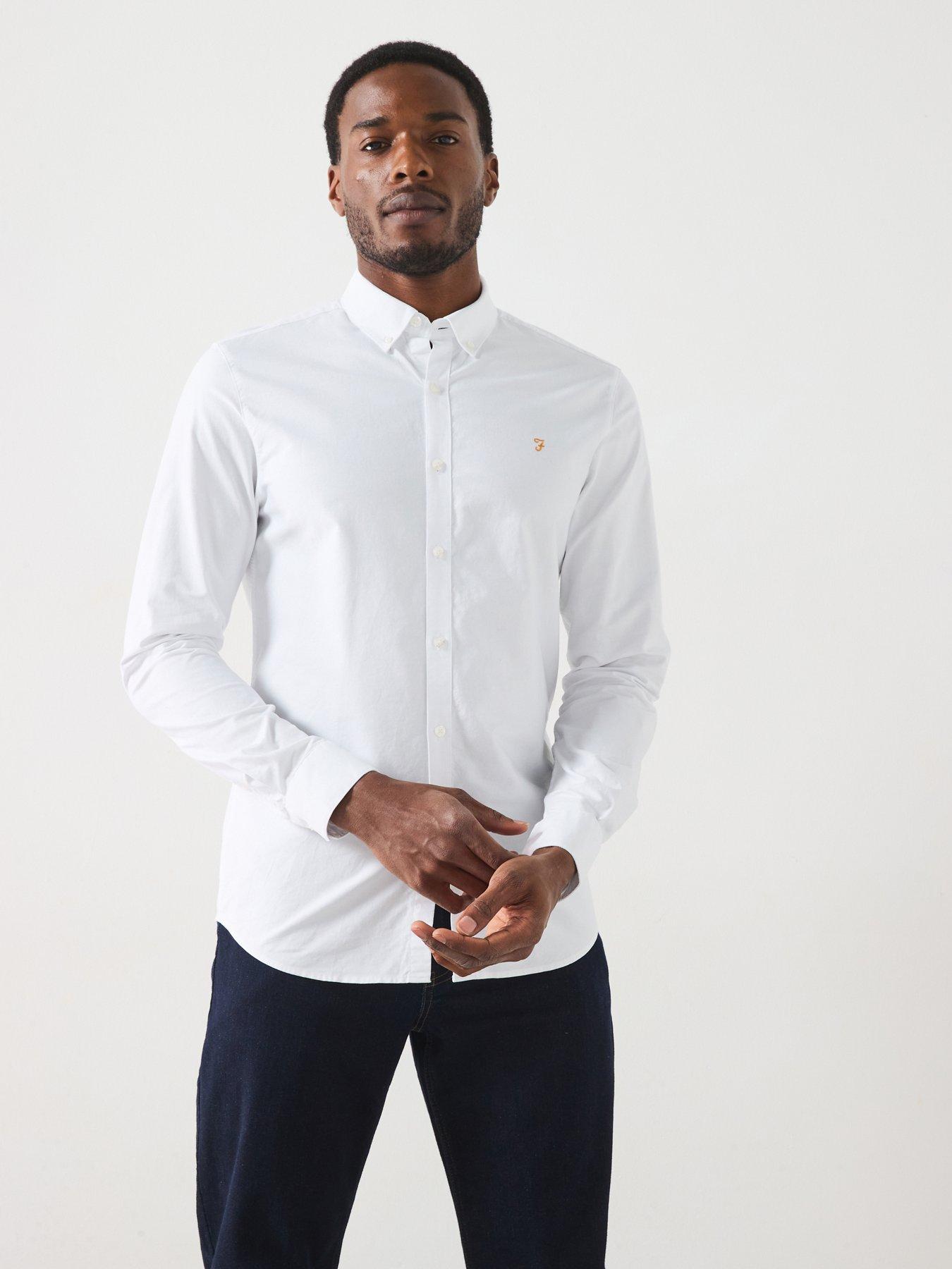  image of farah-brewer-long-sleeve-slim-fit-shirt-white