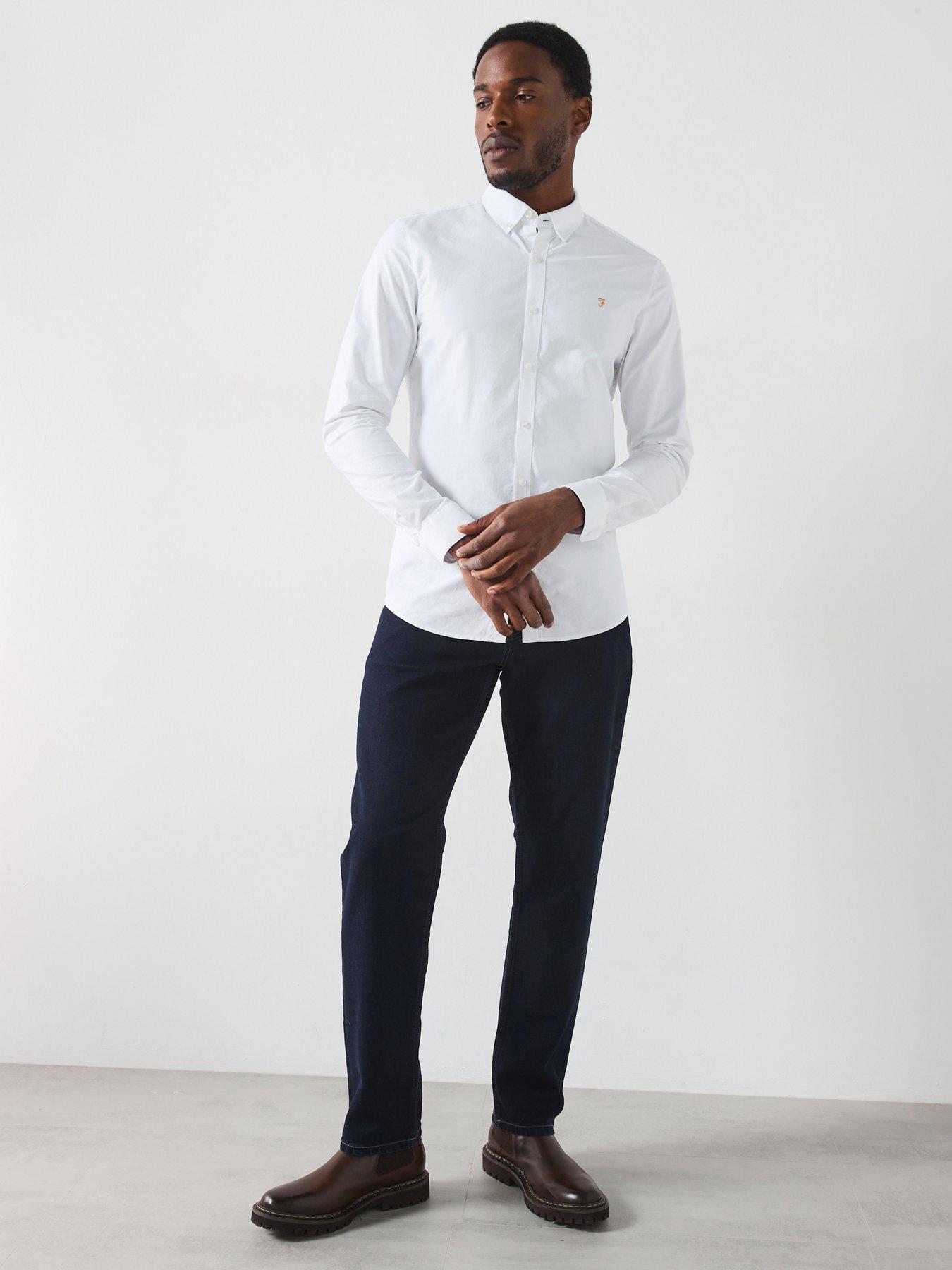  image of farah-brewer-long-sleeve-slim-fit-shirt-white
