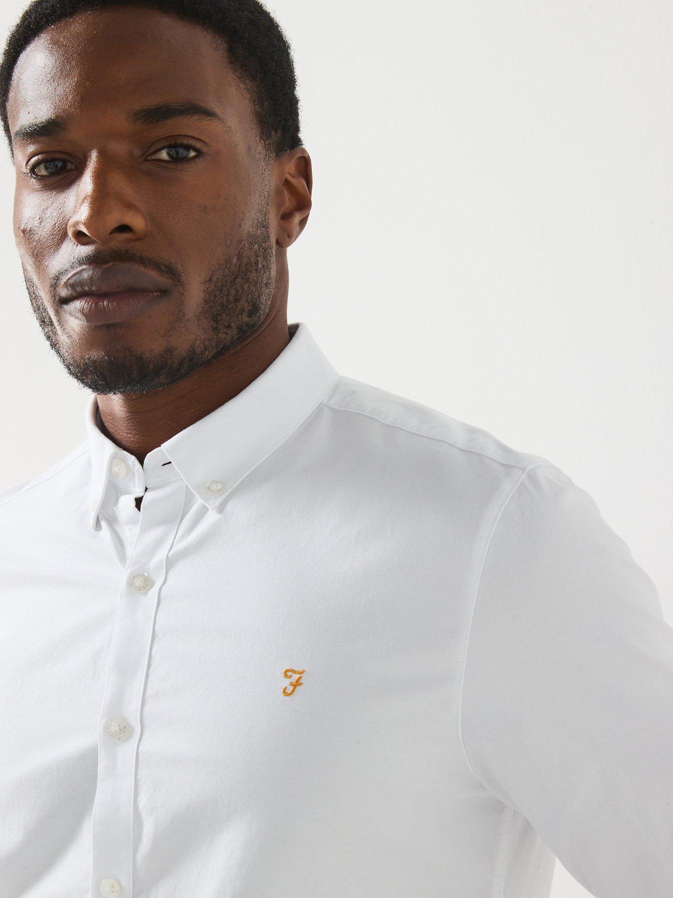  image of farah-brewer-long-sleeve-slim-fit-shirt-white