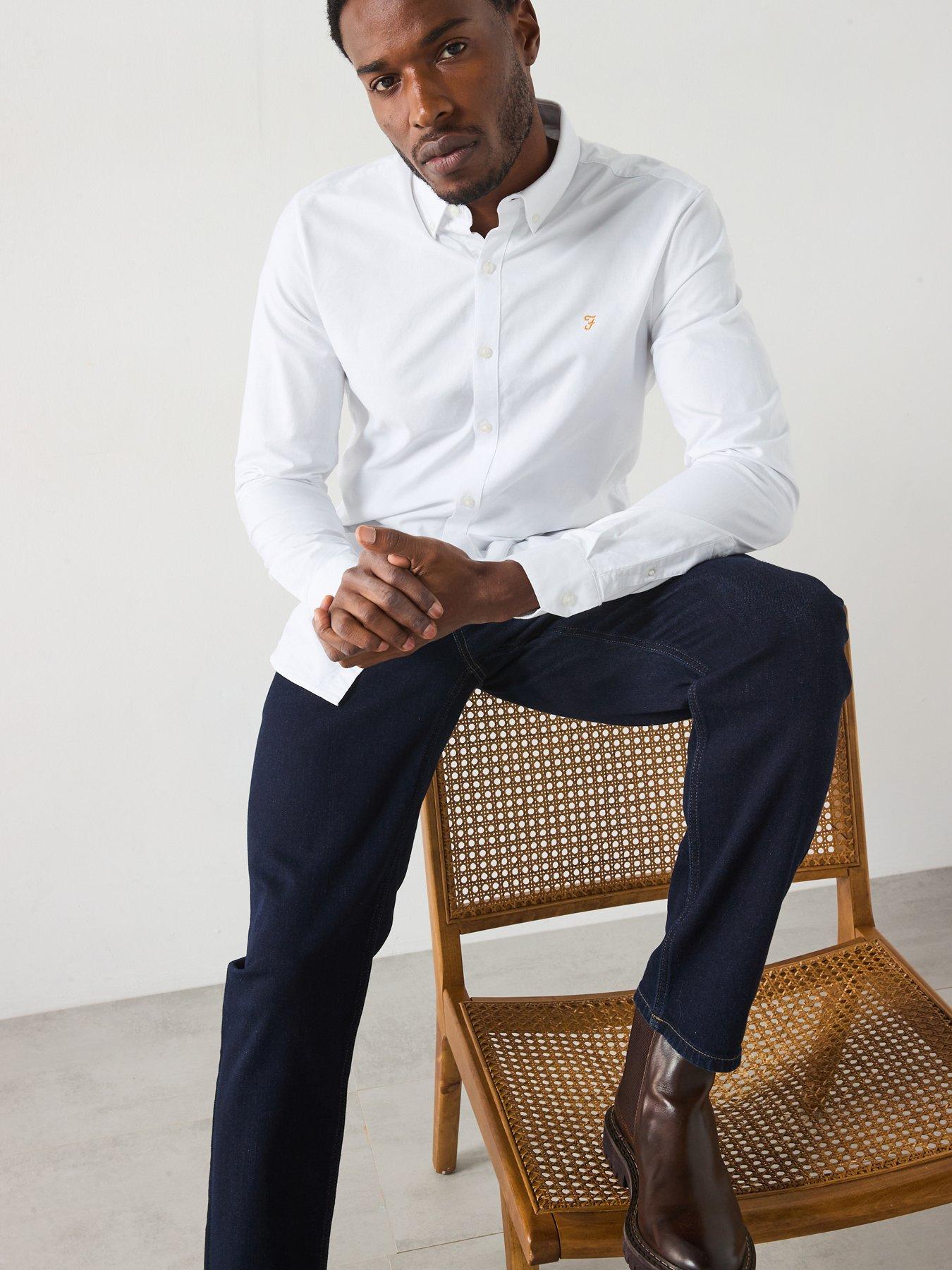  image of farah-brewer-long-sleeve-slim-fit-shirt-white