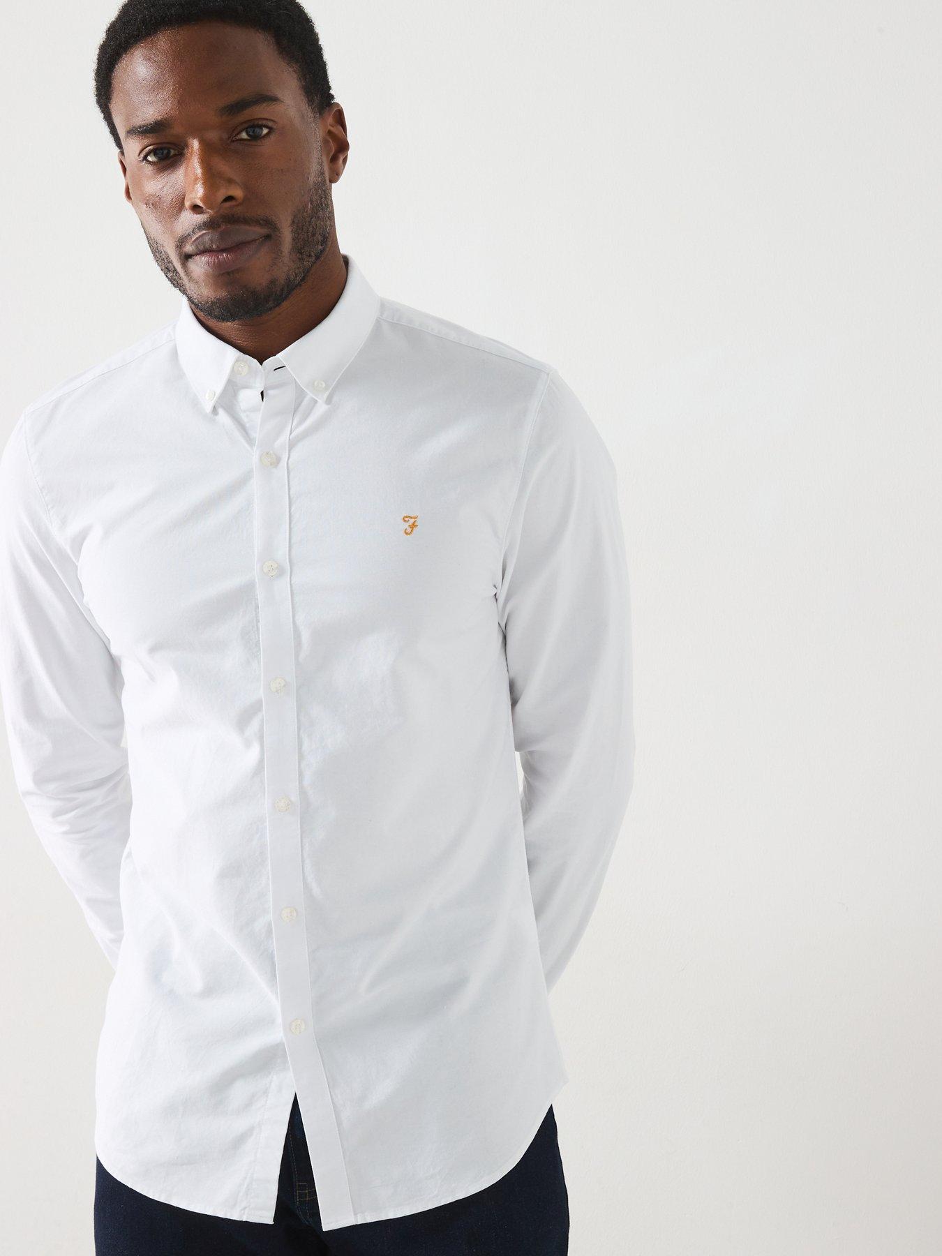  image of farah-brewer-long-sleeve-slim-fit-shirt-white