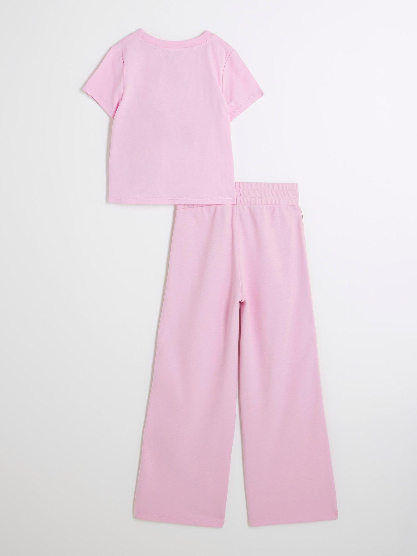  image of river-island-girls-cherry-t-shirt-and-tracksuit-set-pinkred