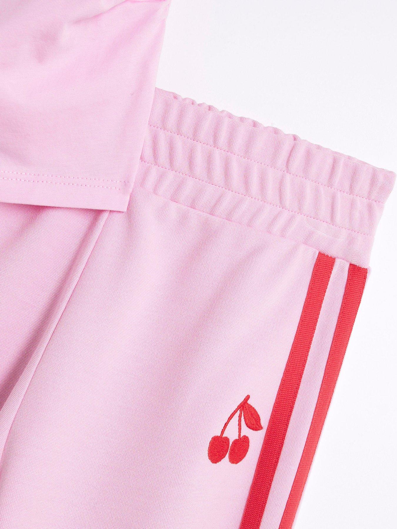  image of river-island-girls-cherry-t-shirt-and-tracksuit-set-pinkred