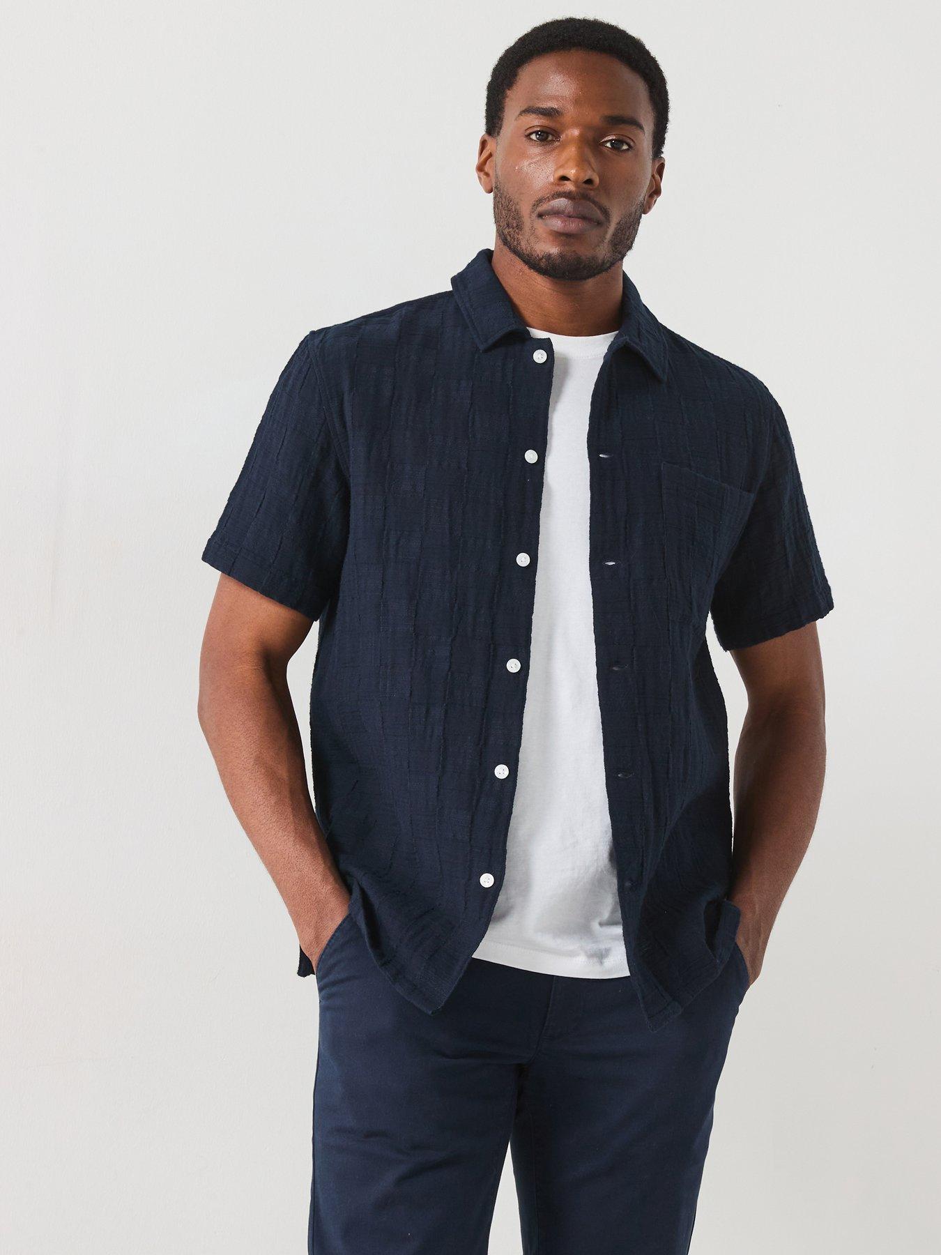 farah-fleet-check-short-sleeve-casual-fit-shirt-navy