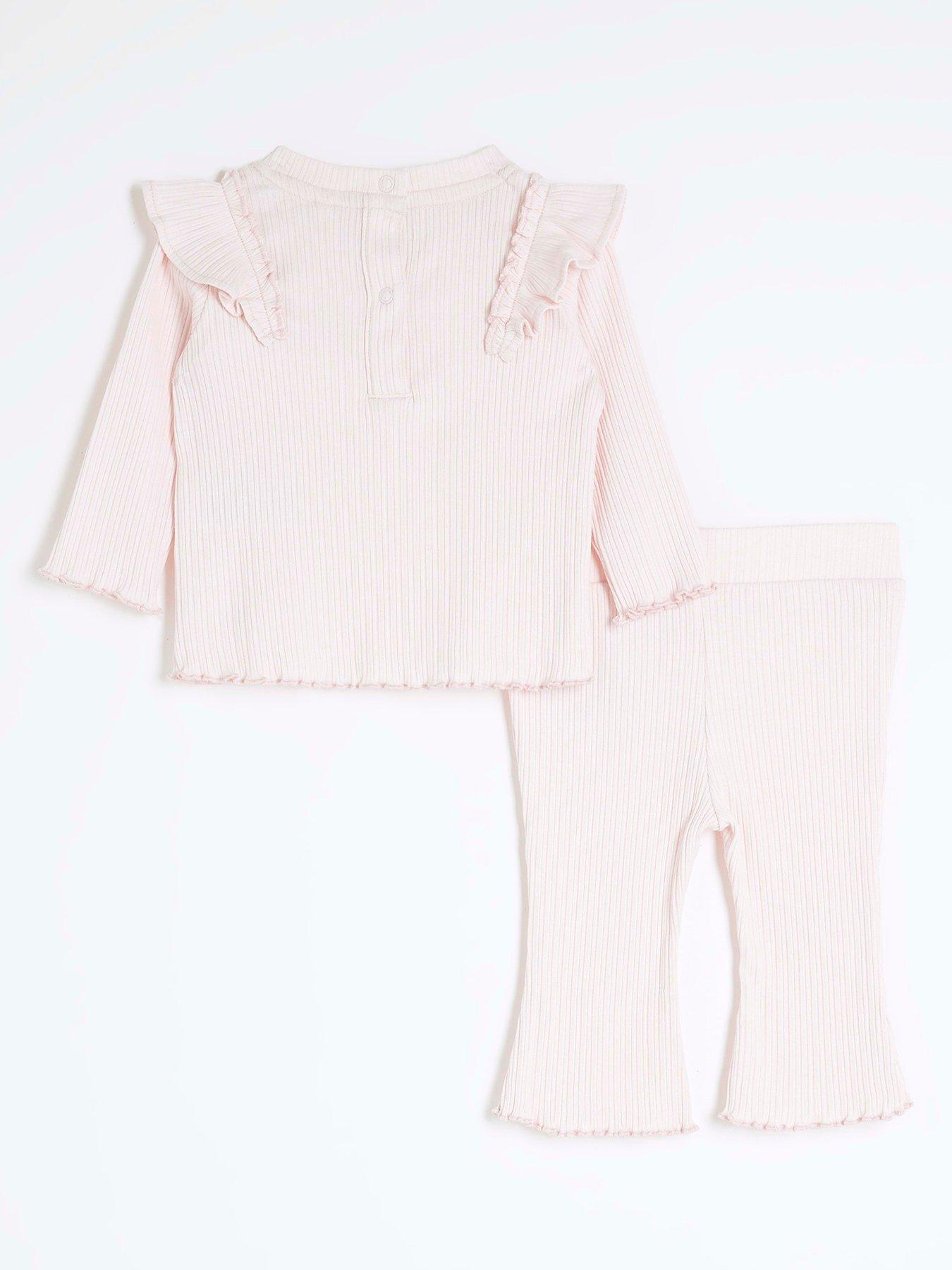 River Island Baby Baby Girls Frill Rib Set - Light Pink | Littlewoods