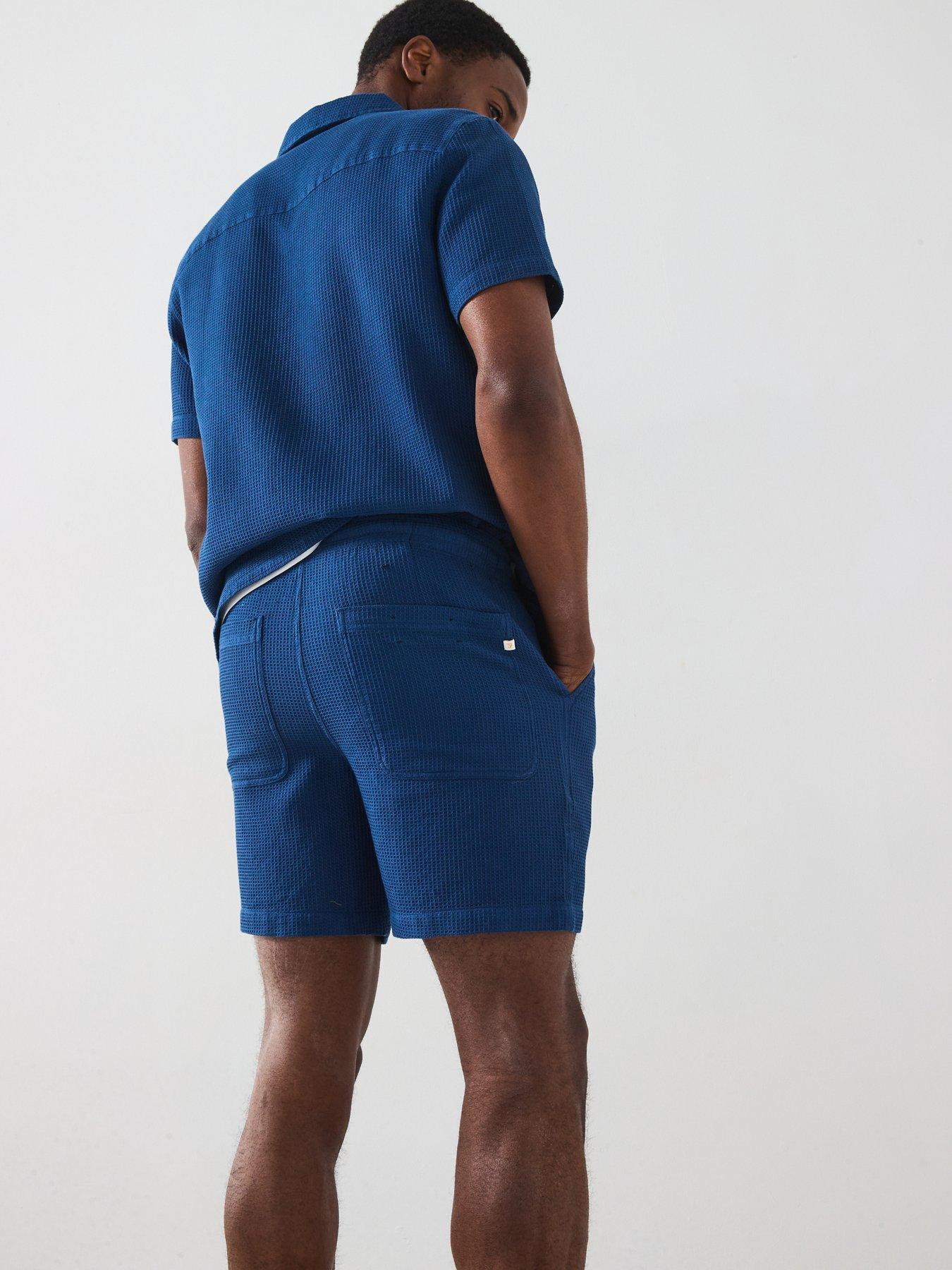  image of farah-redwald-textured-waffle-regular-fit-shorts-dark-grey