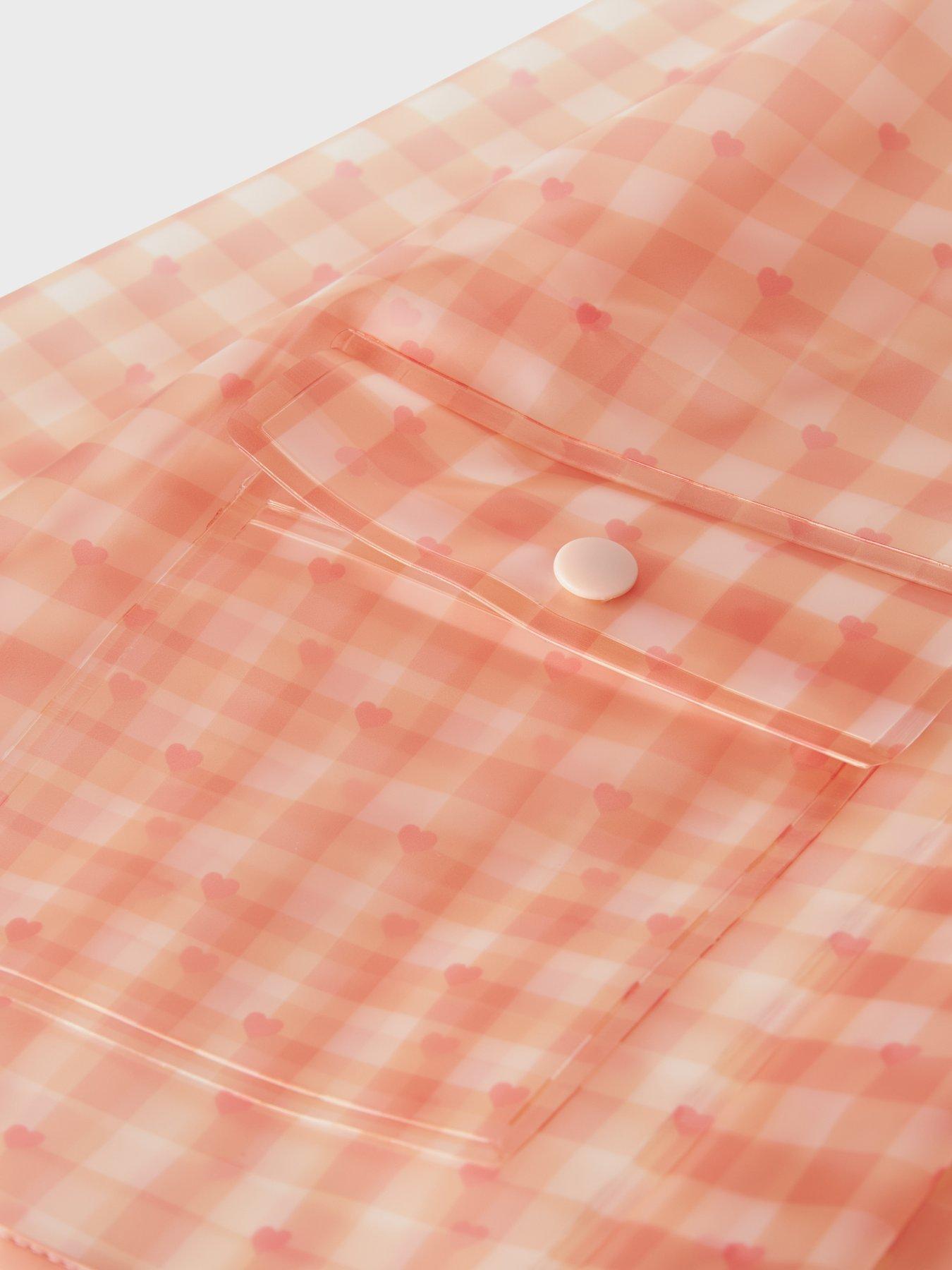  image of lil-atelier-mini-girls-gingham-rain-jacket-peach-whip