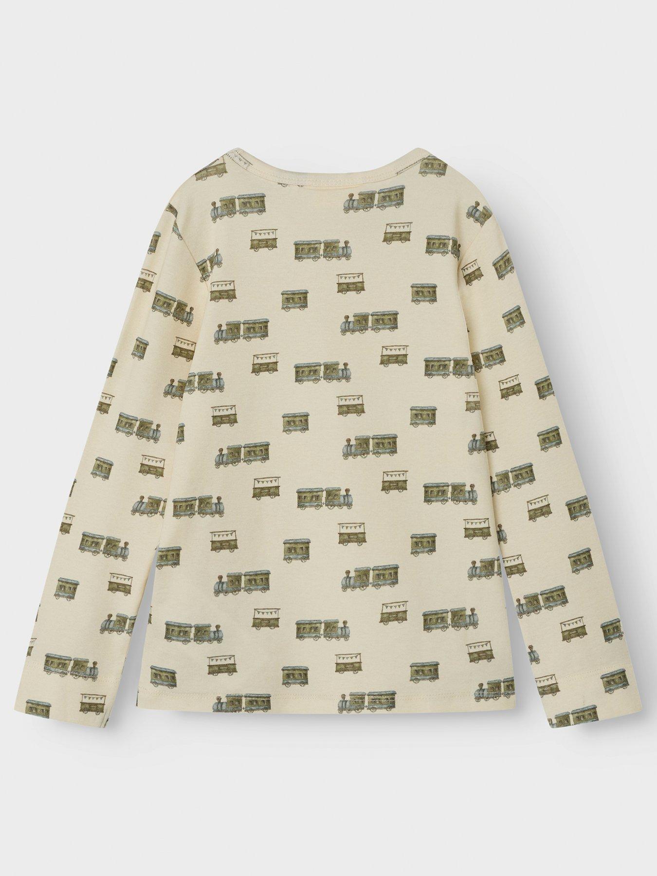  image of lil-atelier-mini-boys-train-print-long-sleeve-t-shirt-turtledove