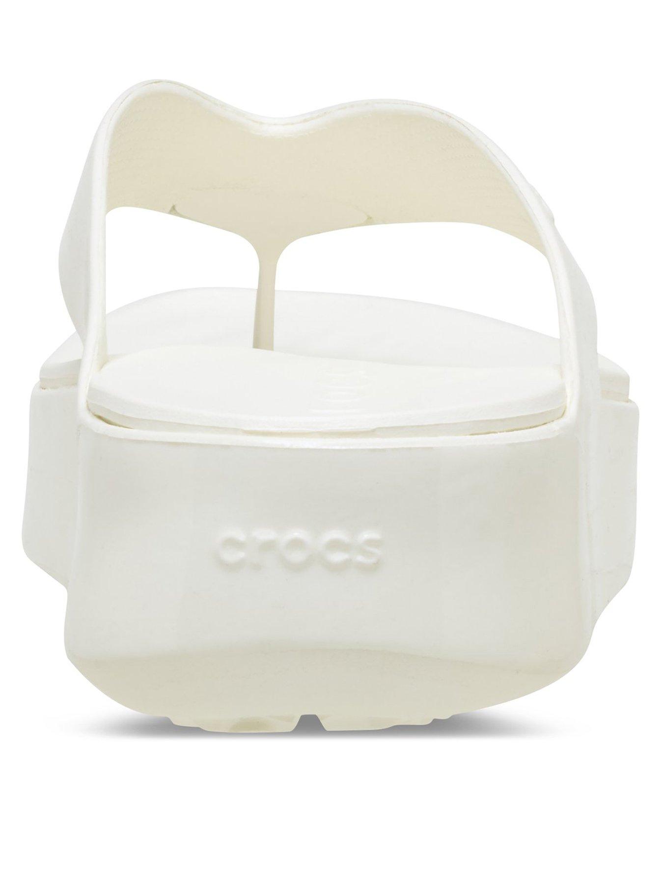  image of crocs-getaway-platform-patent-flip-flops-off-white