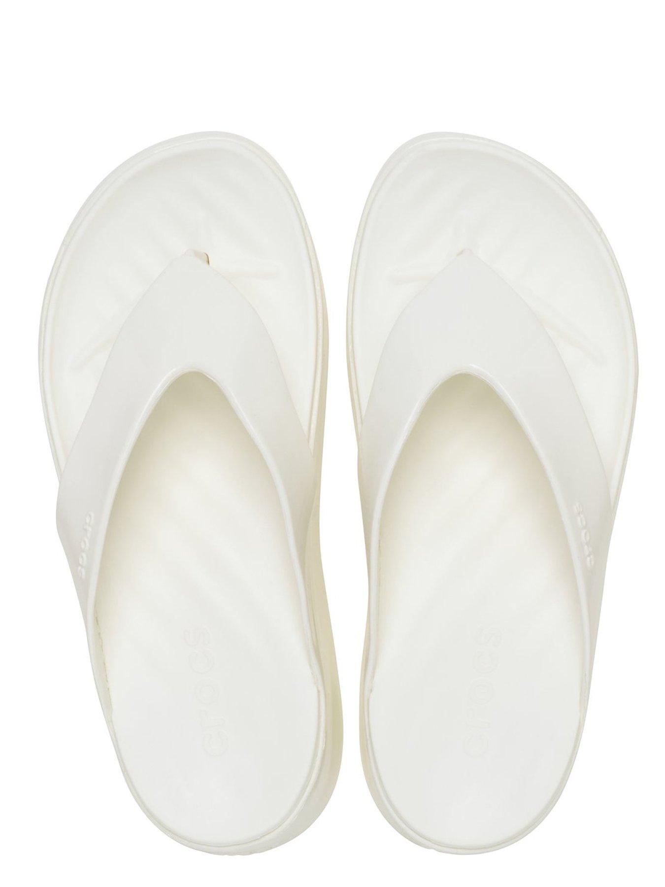  image of crocs-getaway-platform-patent-flip-flops-off-white