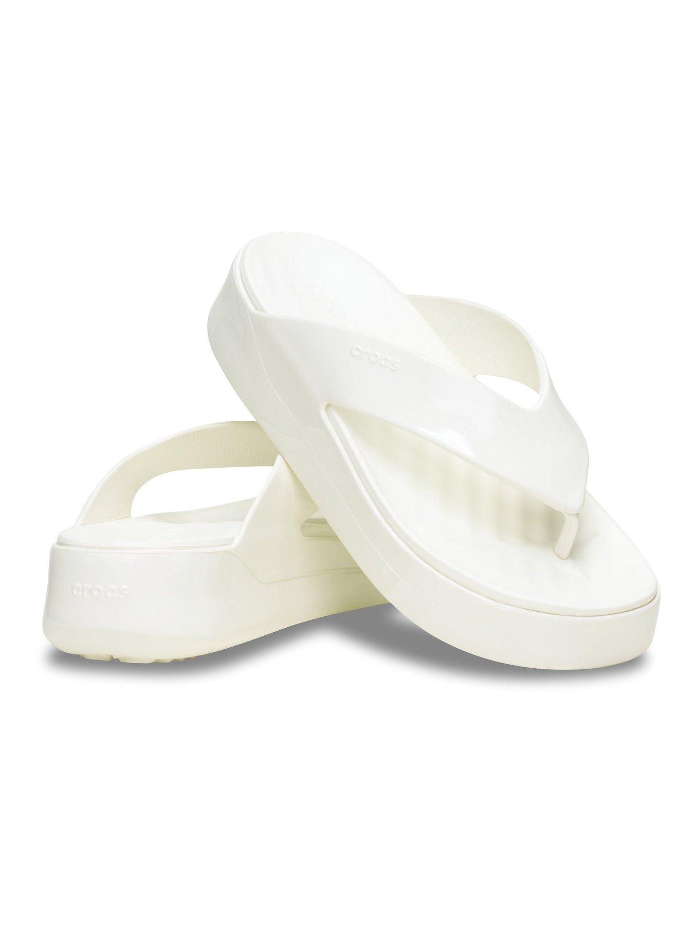  image of crocs-getaway-platform-patent-flip-flops-off-white