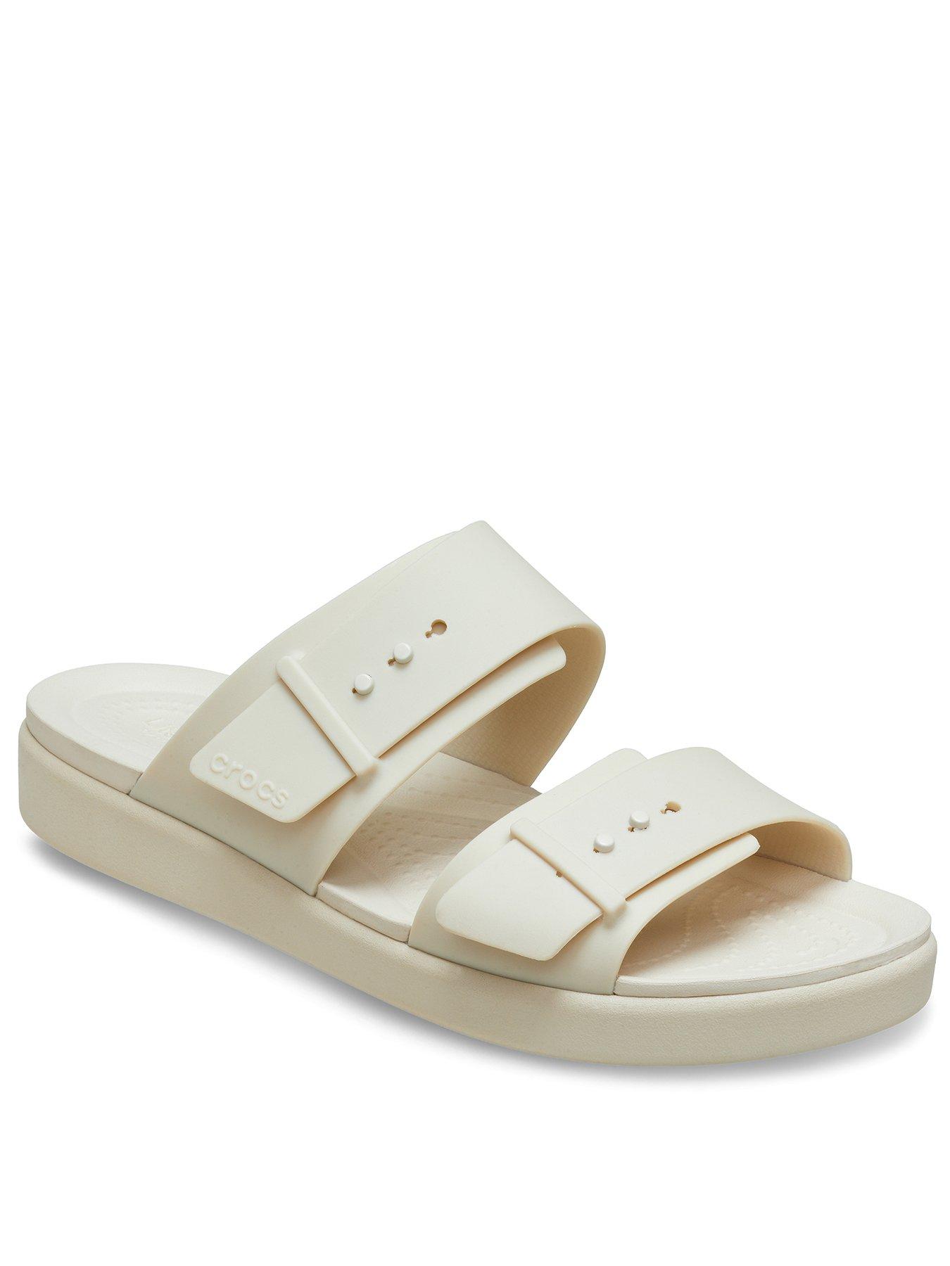  image of crocs-brooklyn-buckle-flat-sandal-beige