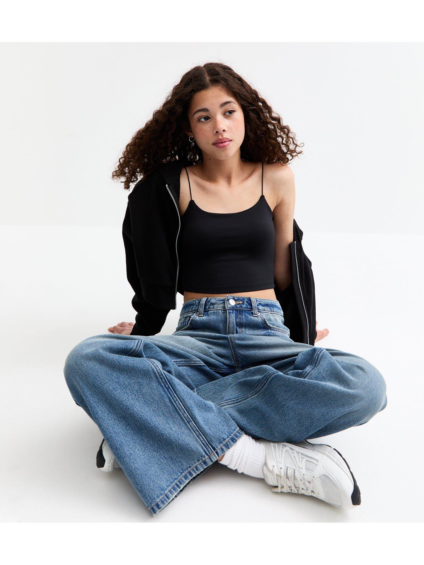  image of new-look-915-spaghetti-strap-cropped-cami-black