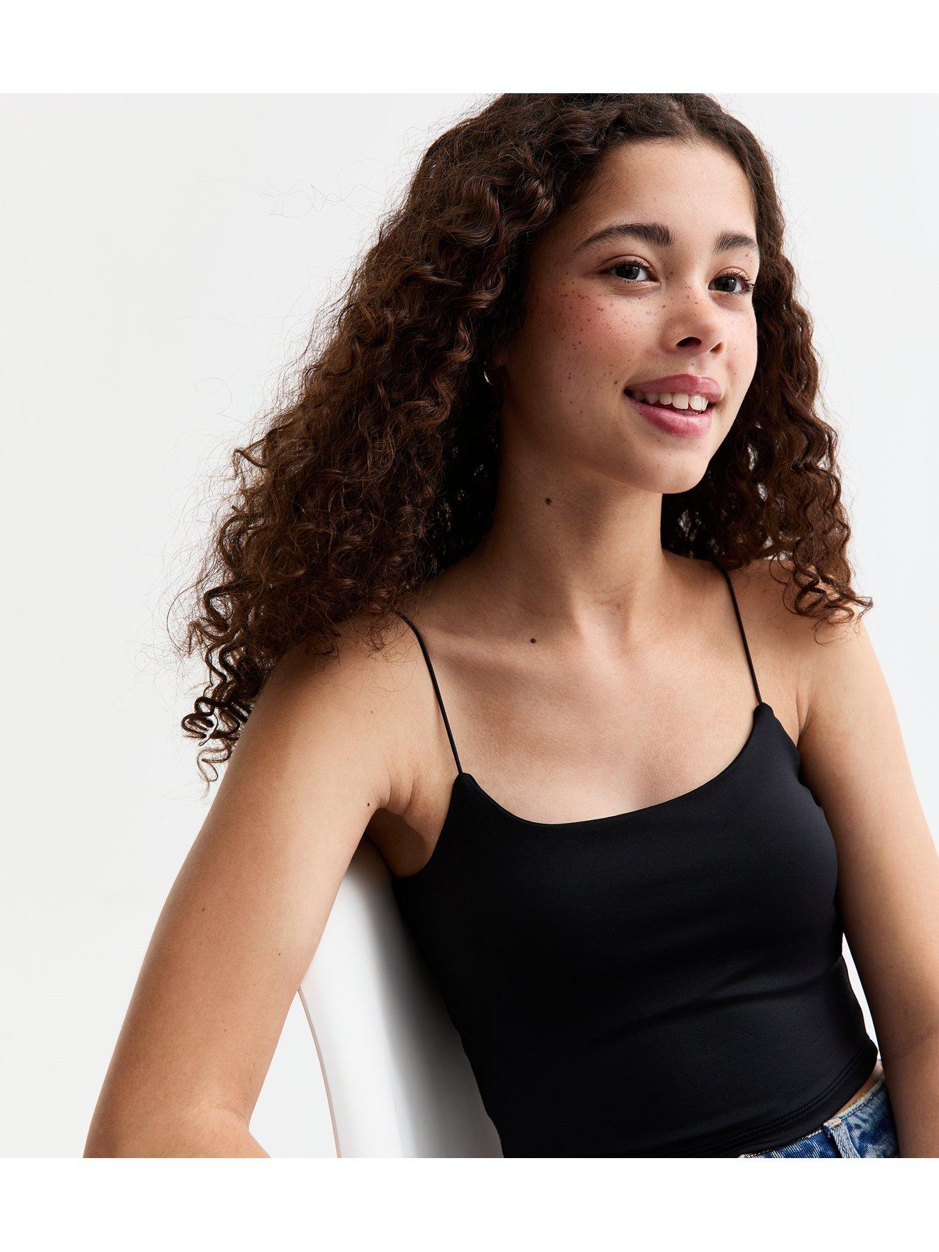  image of new-look-915-spaghetti-strap-cropped-cami-black