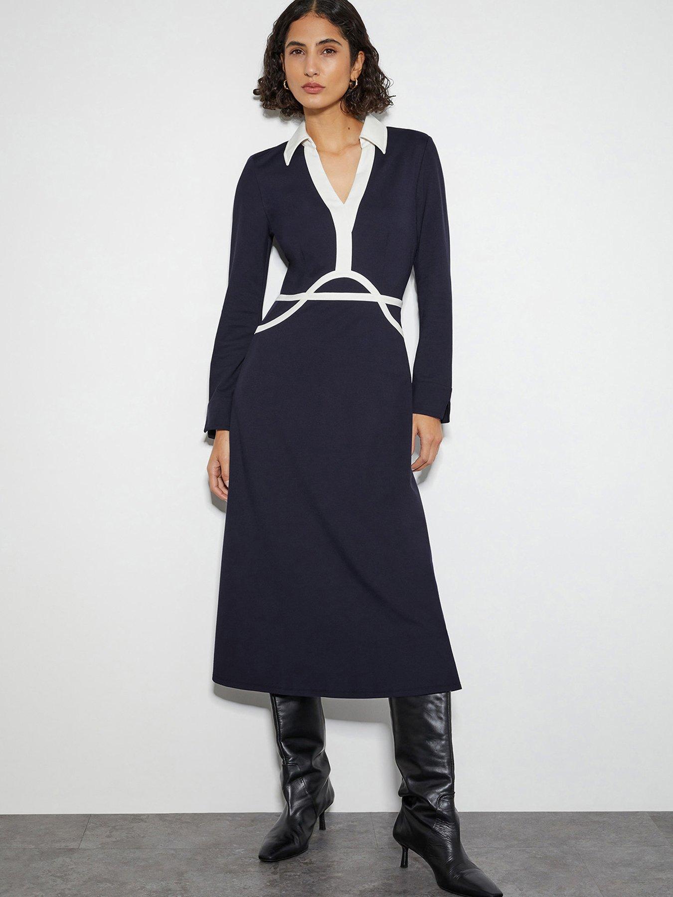 undefined Jay Jersey Collar Dress - Navy