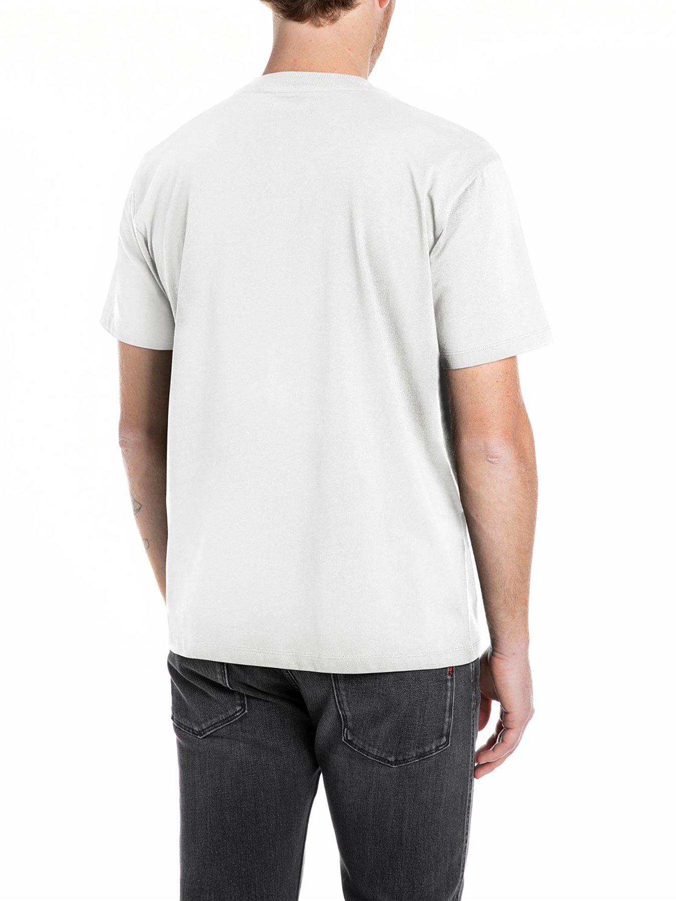  image of replay-r-left-chest-logo-t-shirt-white