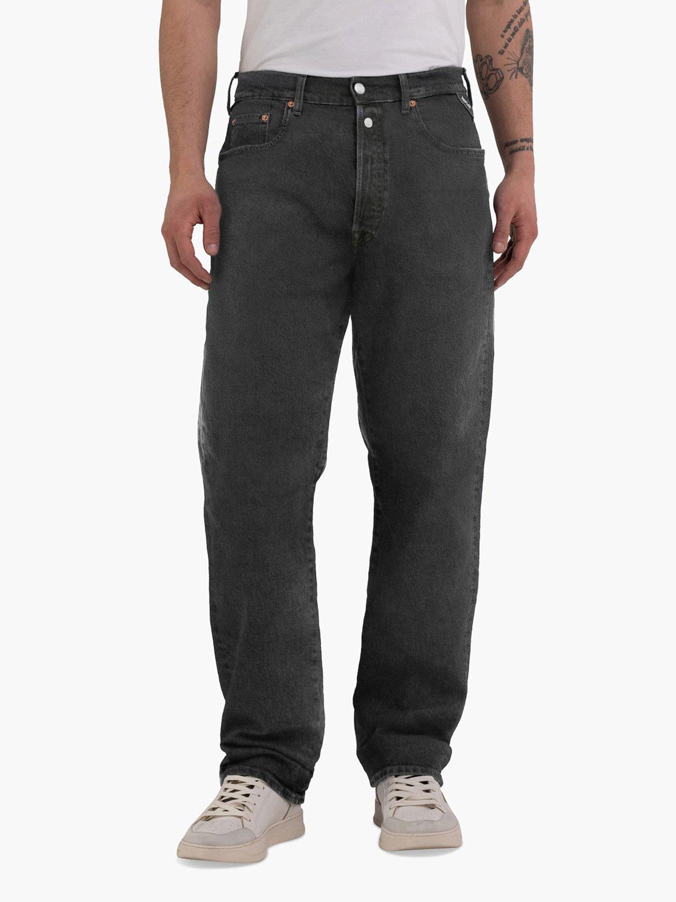  image of replay-m9z1-loose-fit-jeans--black