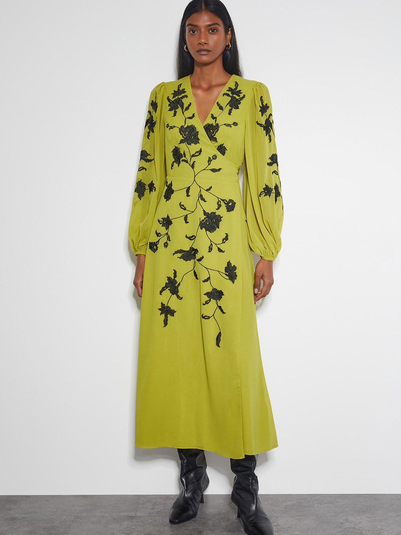 Monsoon Willa Wrap Dress - Green | Littlewoods