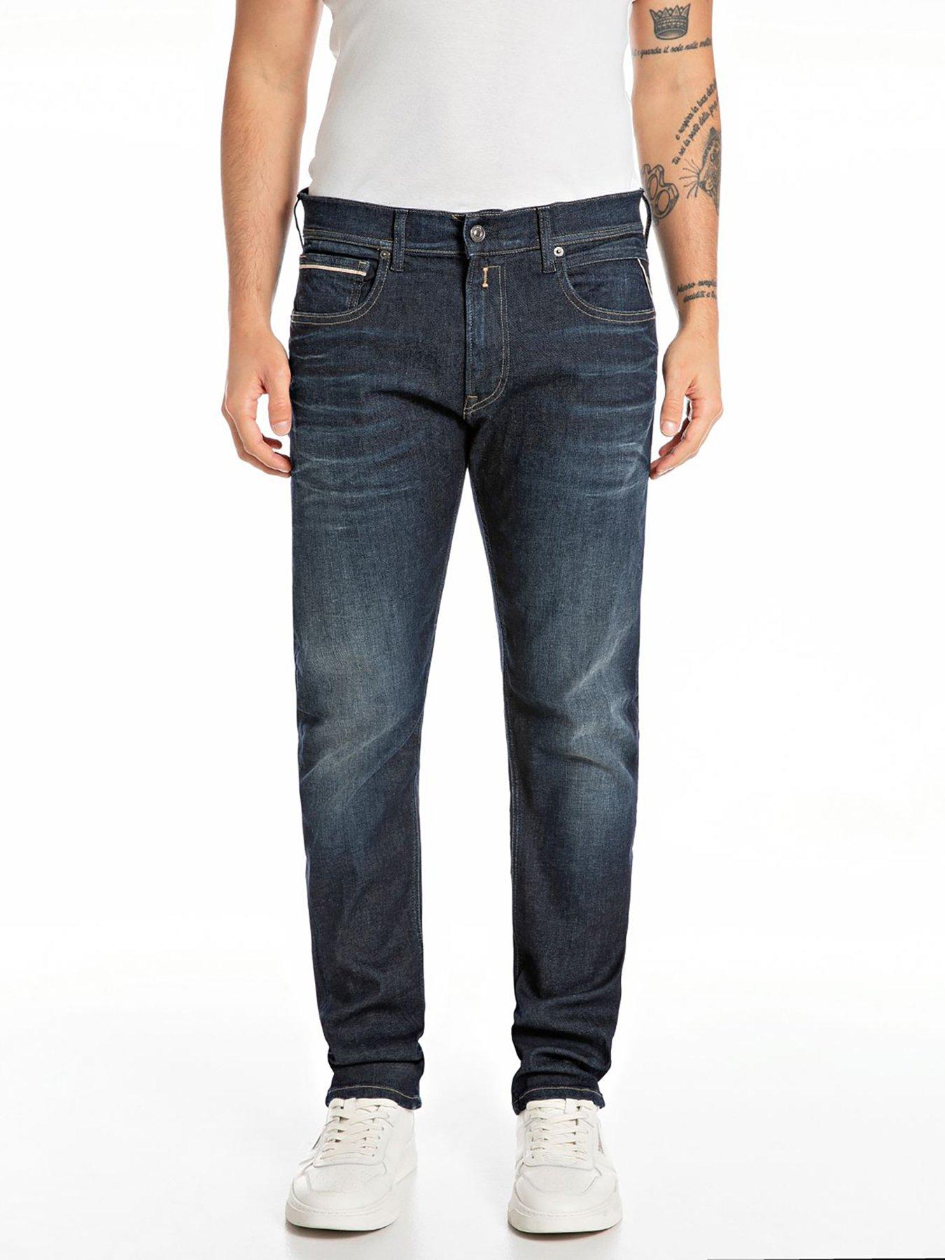 Replay Grover Hyperflex Slim Straight Fit Jeans - Dark Blue
