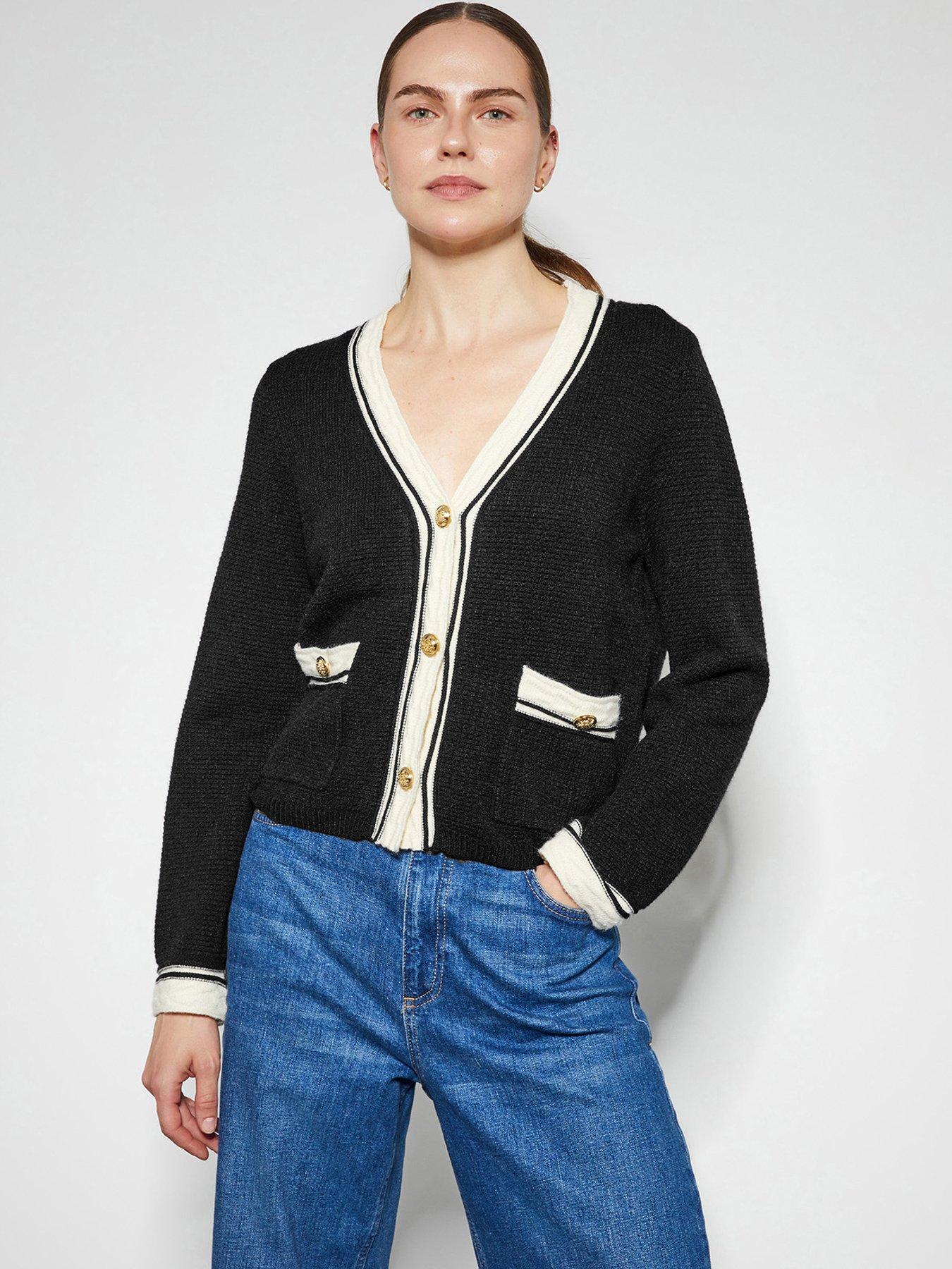  image of monsoon-pia-pocket-cardigan-black