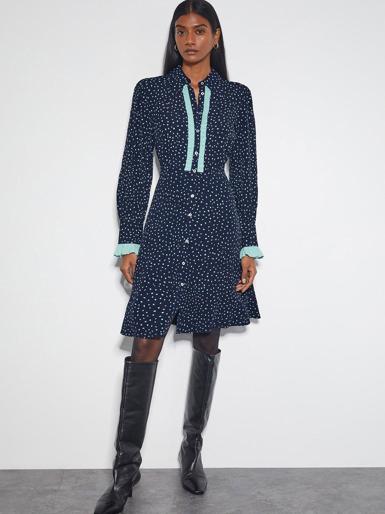 undefined Novie Print Dress - Navy