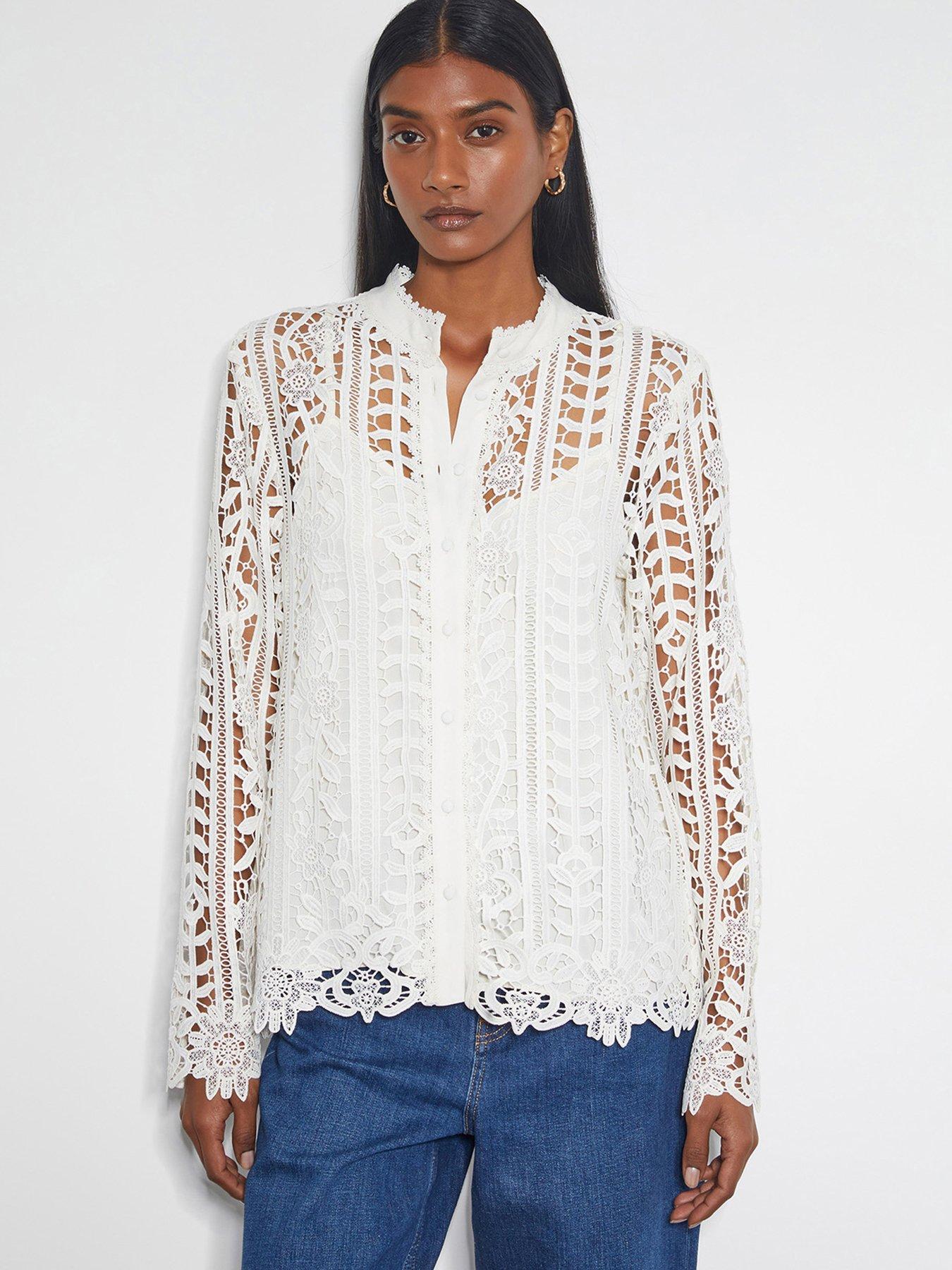 Monsoon Lottie Lace Top - Cream | Littlewoods