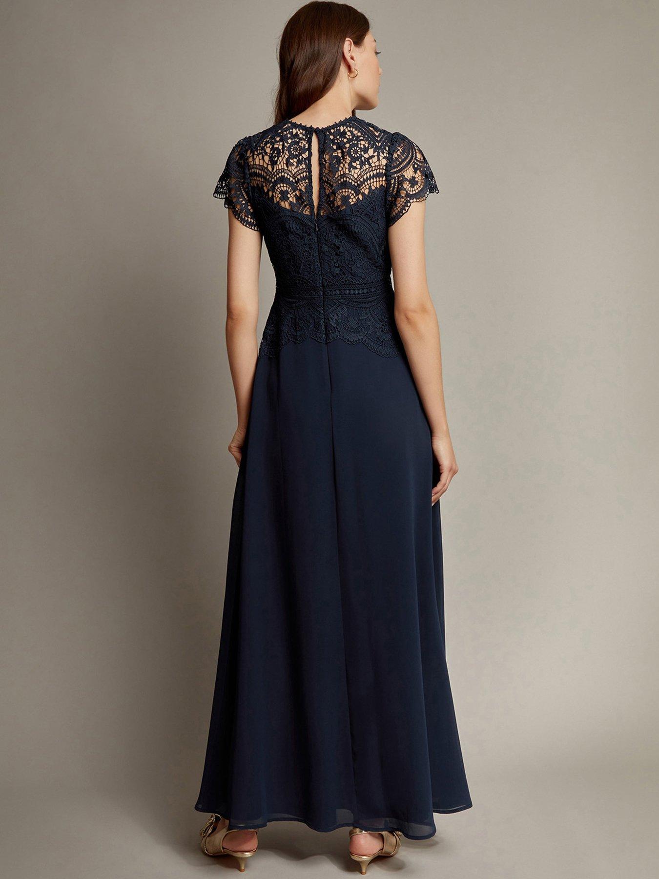 Image 2 of 5 of Monsoon Monica Maxi Dress - Navy