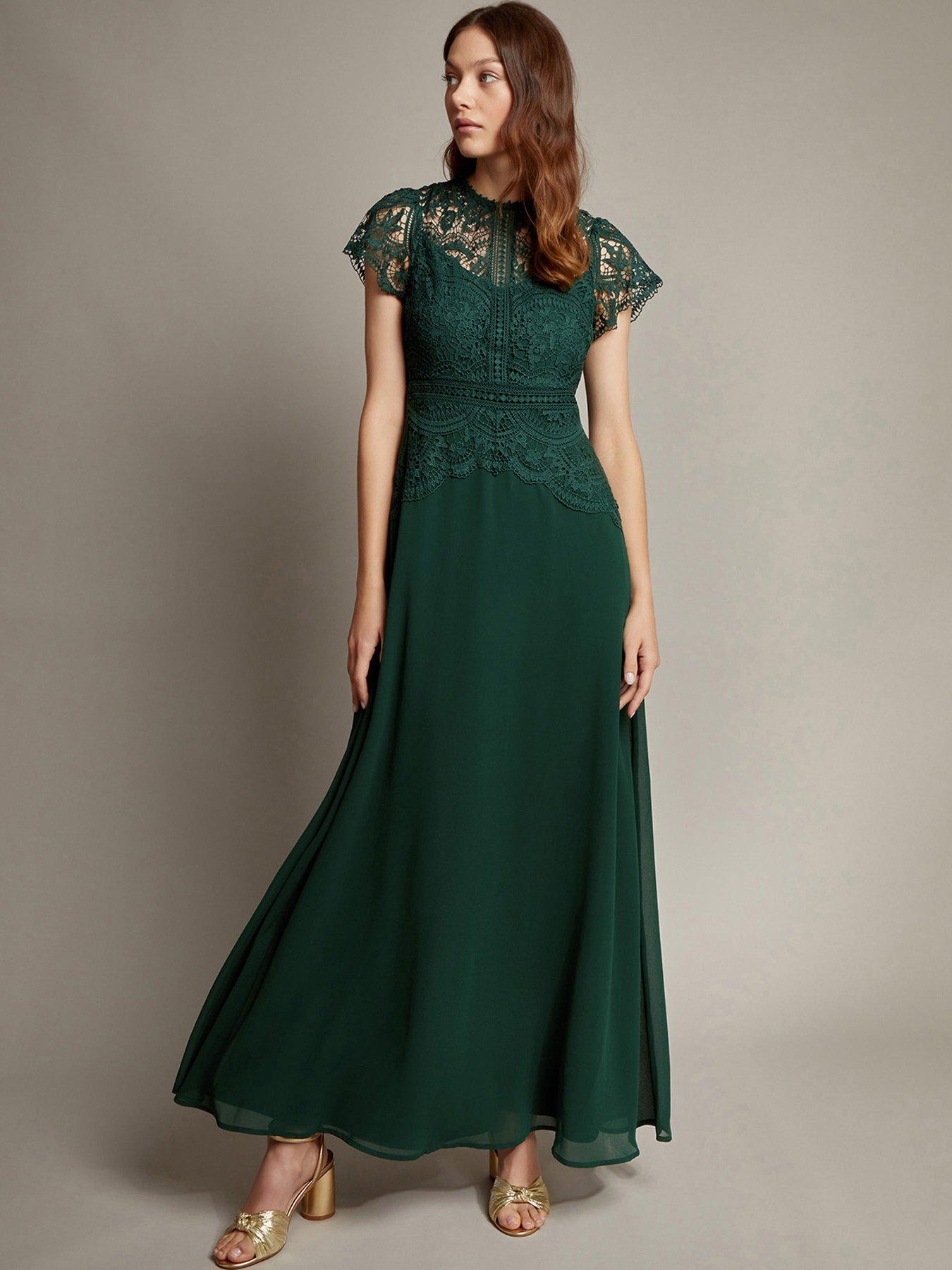 Image 1 of 5 of Monsoon Monica Maxi Dress - Green