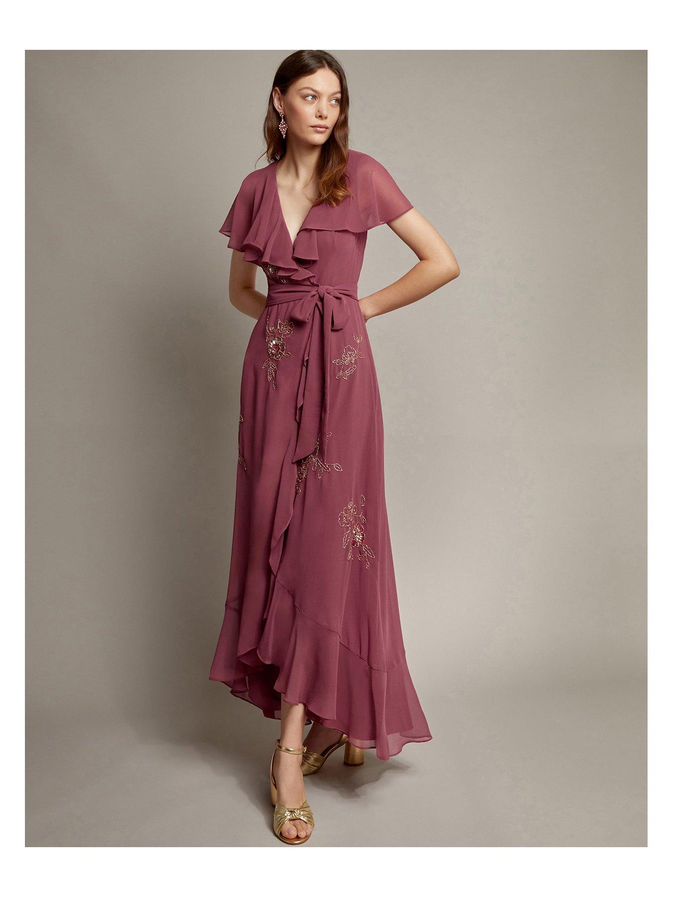 Monsoon Ausha Wrap Dress Magenta - Pink | Littlewoods