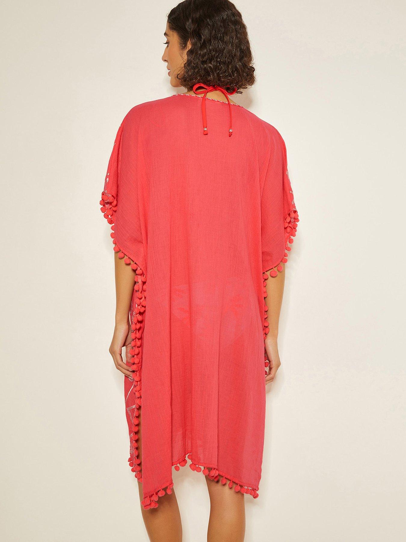  image of monsoon-penny-tassel-kaftan-pink