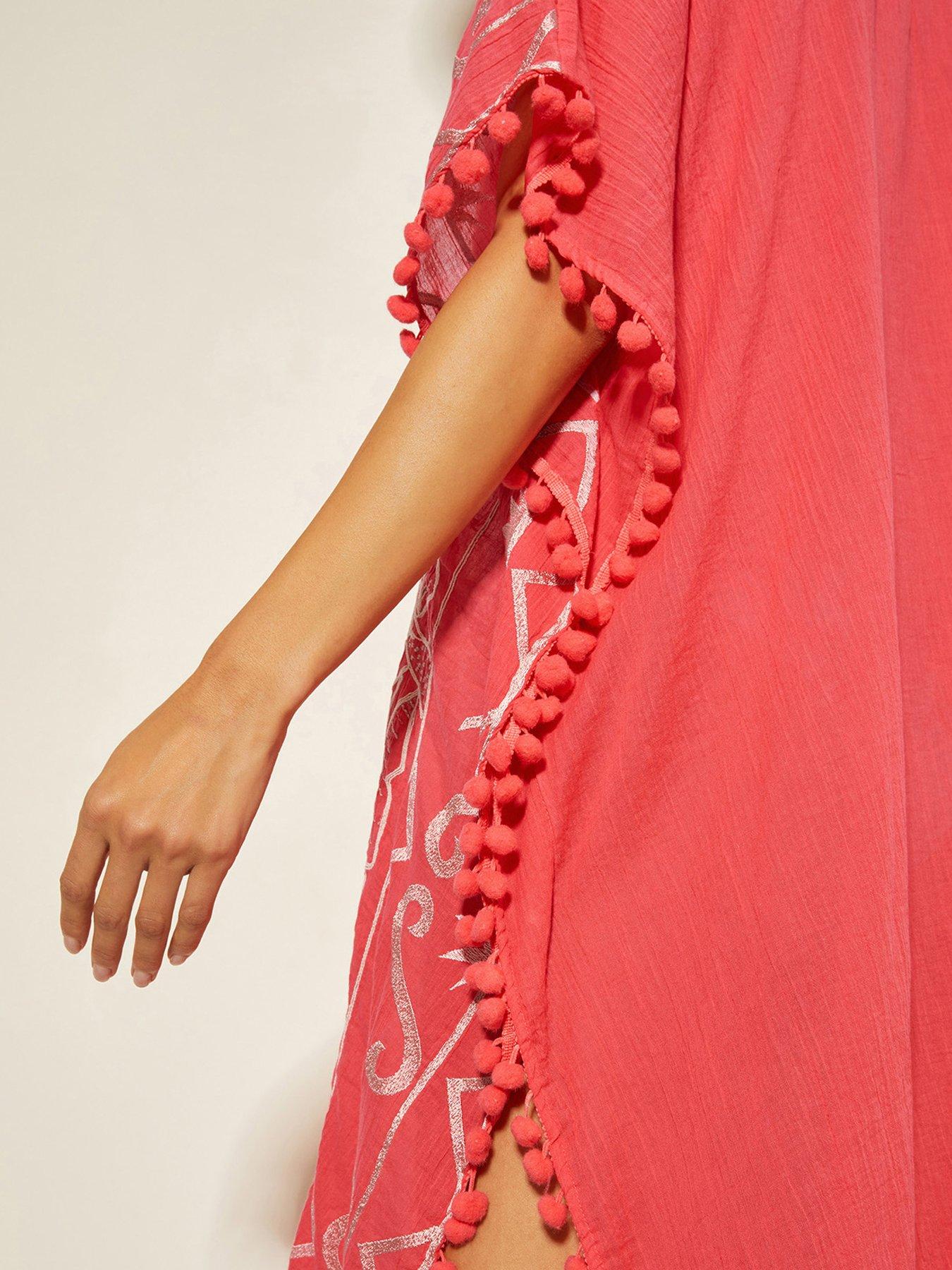  image of monsoon-penny-tassel-kaftan-pink