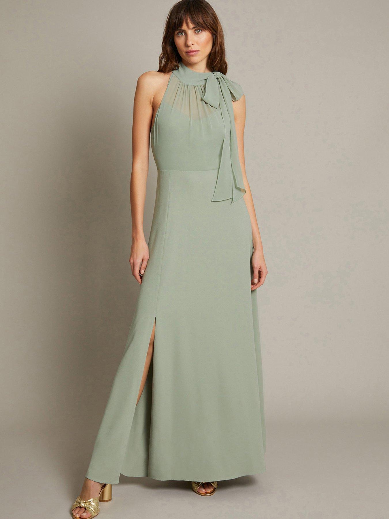  image of monsoon-monica-halter-dress-green