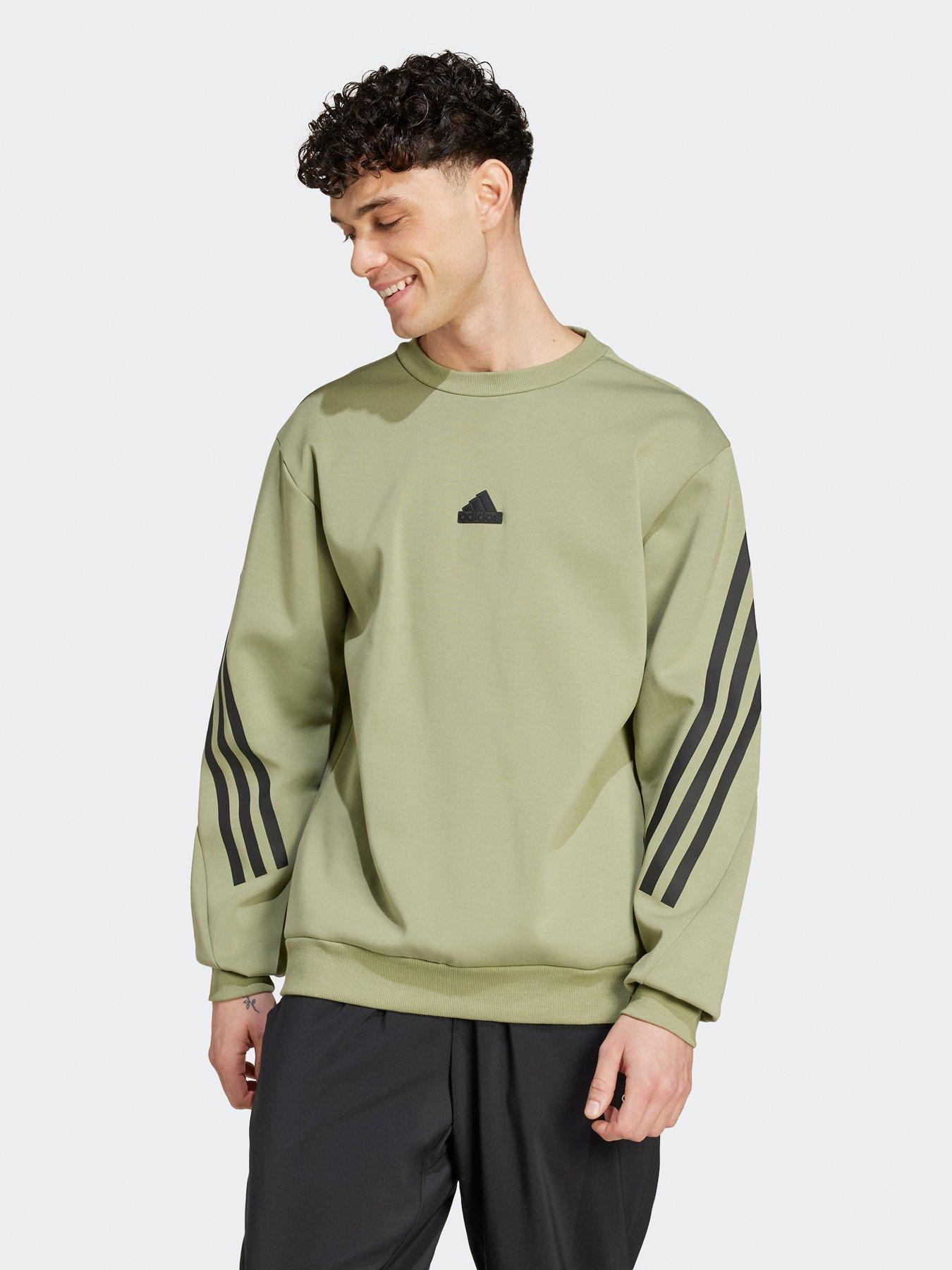  image of adidas-sportswear-mens-future-icons-3-stripes-sweatshirt-green