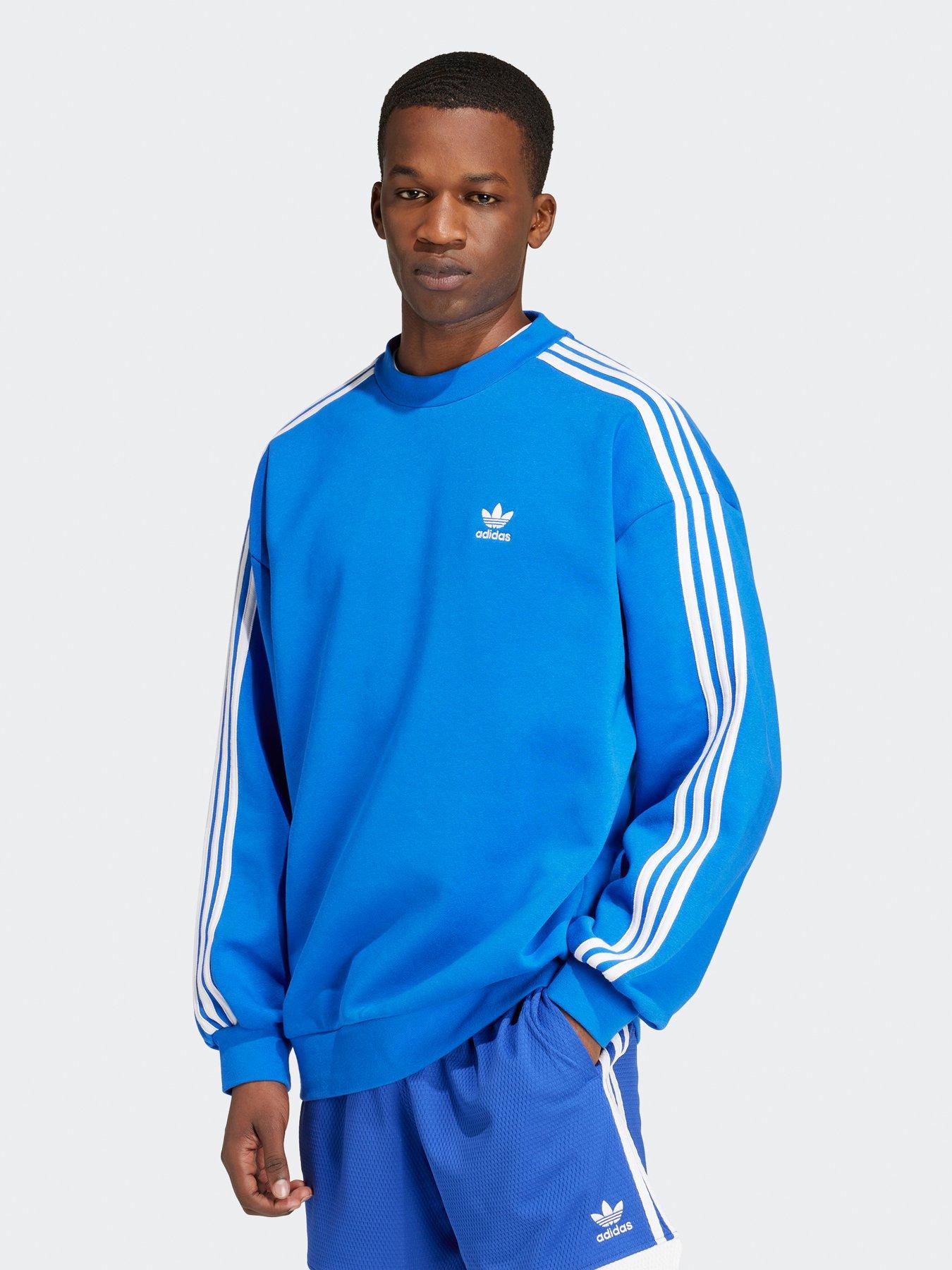  image of adidas-originals-mens-adicolor-oversized-crew-sweatshirt-blue