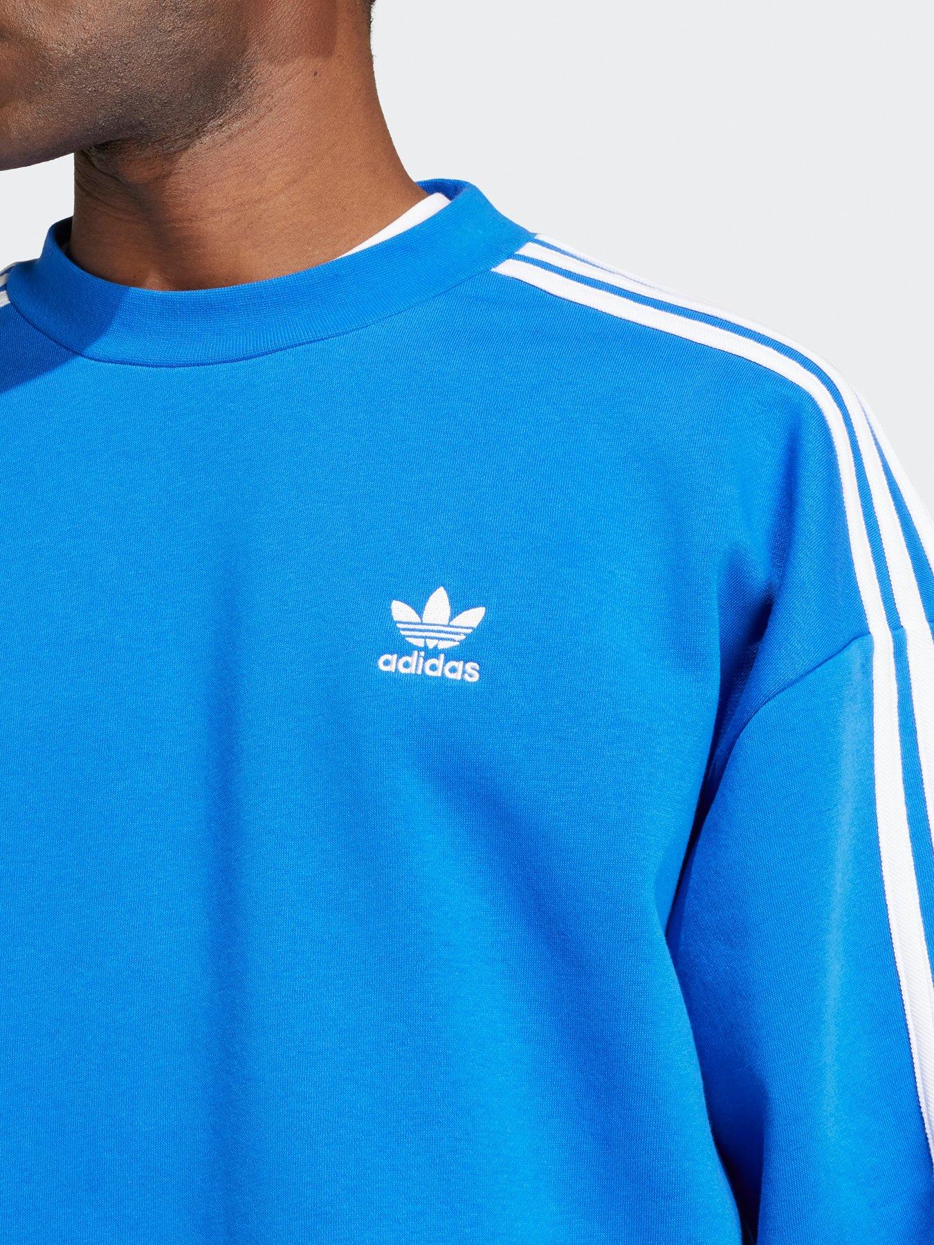  image of adidas-originals-mens-adicolor-oversized-crew-sweatshirt-blue