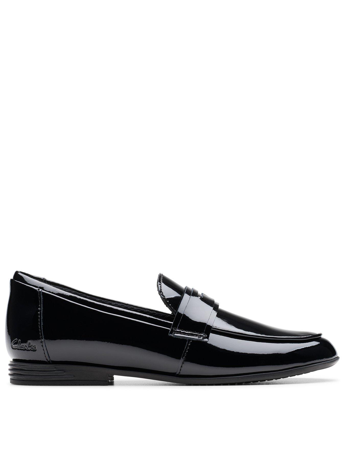 Clarks Finja Bright School Shoe - Black