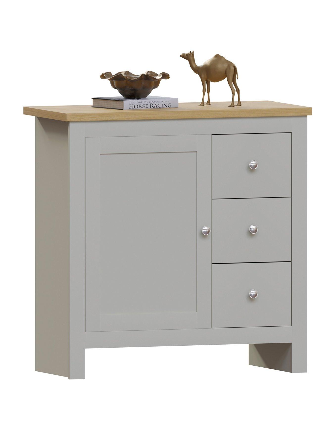 Image 2 of 7 of Vida Designs Arlington 3 Drawer,&nbsp;1 Door Sideboard - Grey