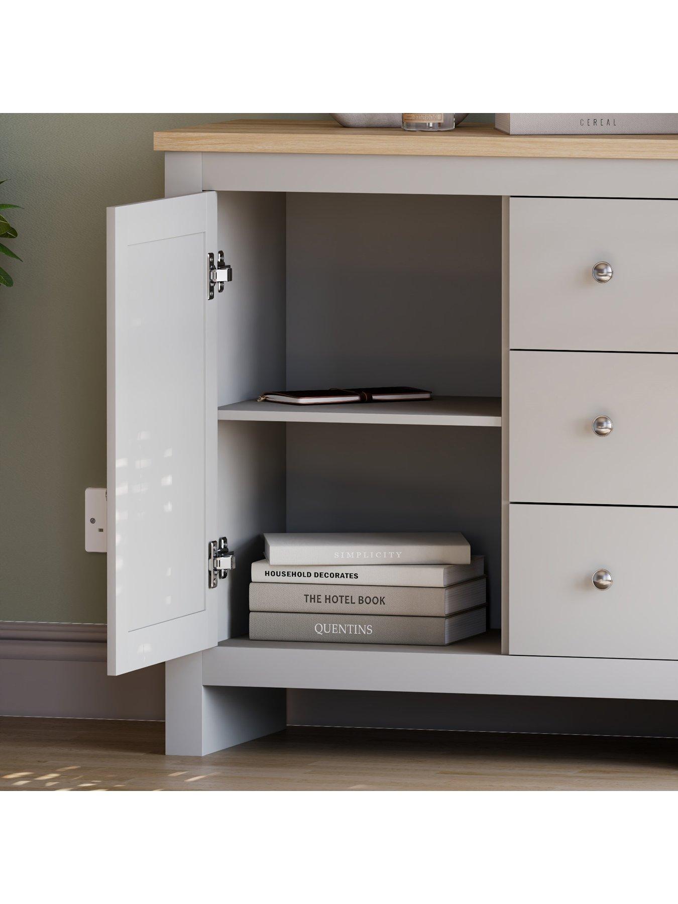 Image 4 of 7 of Vida Designs Arlington 3 Drawer,&nbsp;1 Door Sideboard - Grey