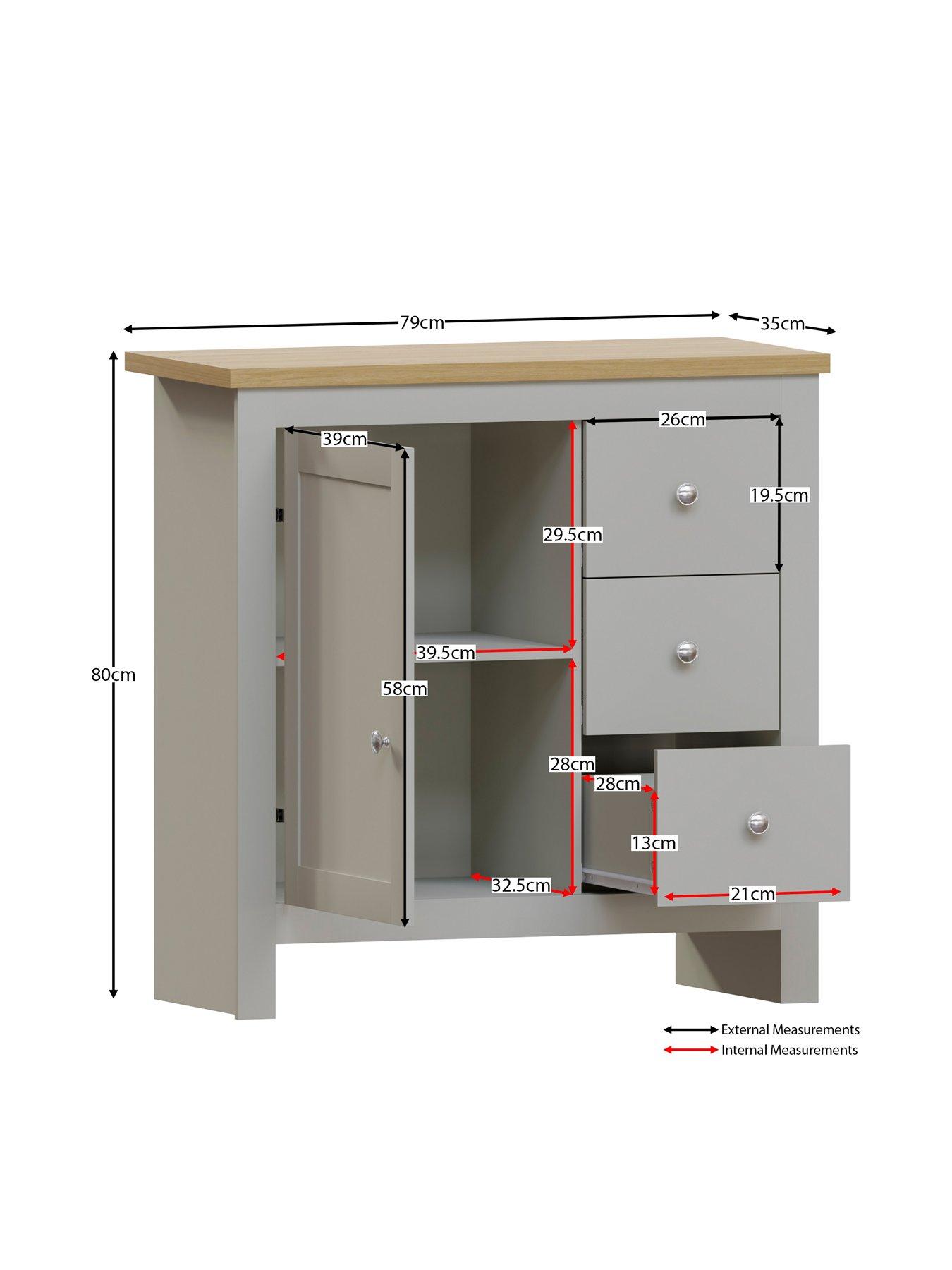 Image 7 of 7 of Vida Designs Arlington 3 Drawer,&nbsp;1 Door Sideboard - Grey